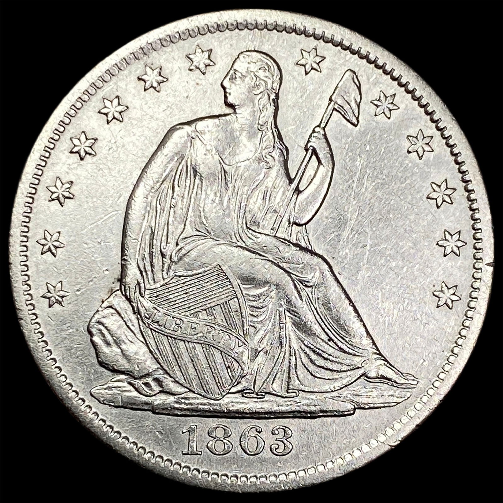 1863-S Silver Half Dollar CLOSELY UNCIRCULATED (1 of 2)