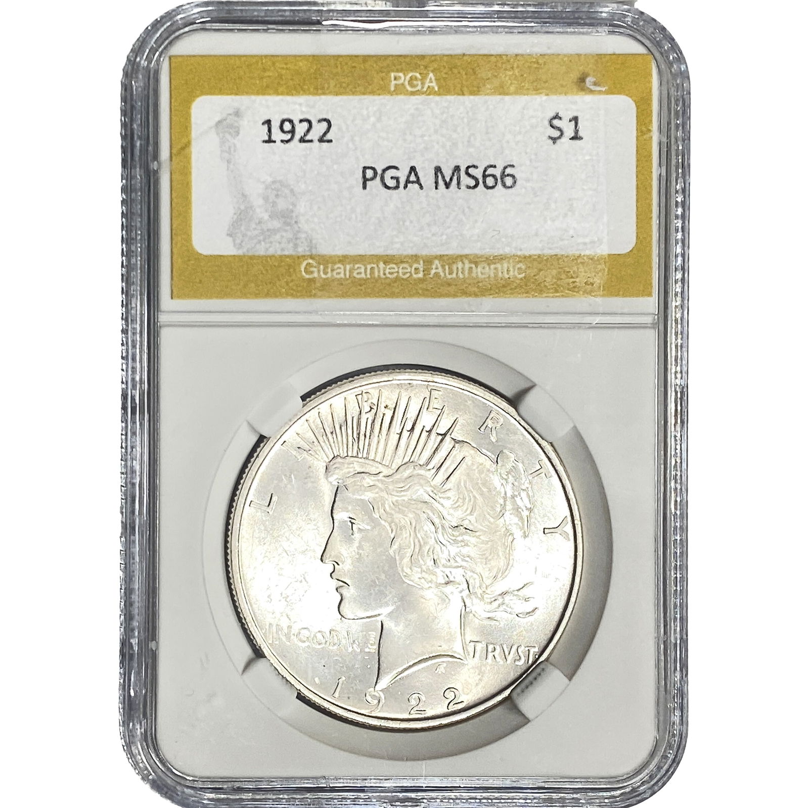 1922 Silver Peace Dollar PGA MS66: 1922 Silver Peace Dollar PGA MS66