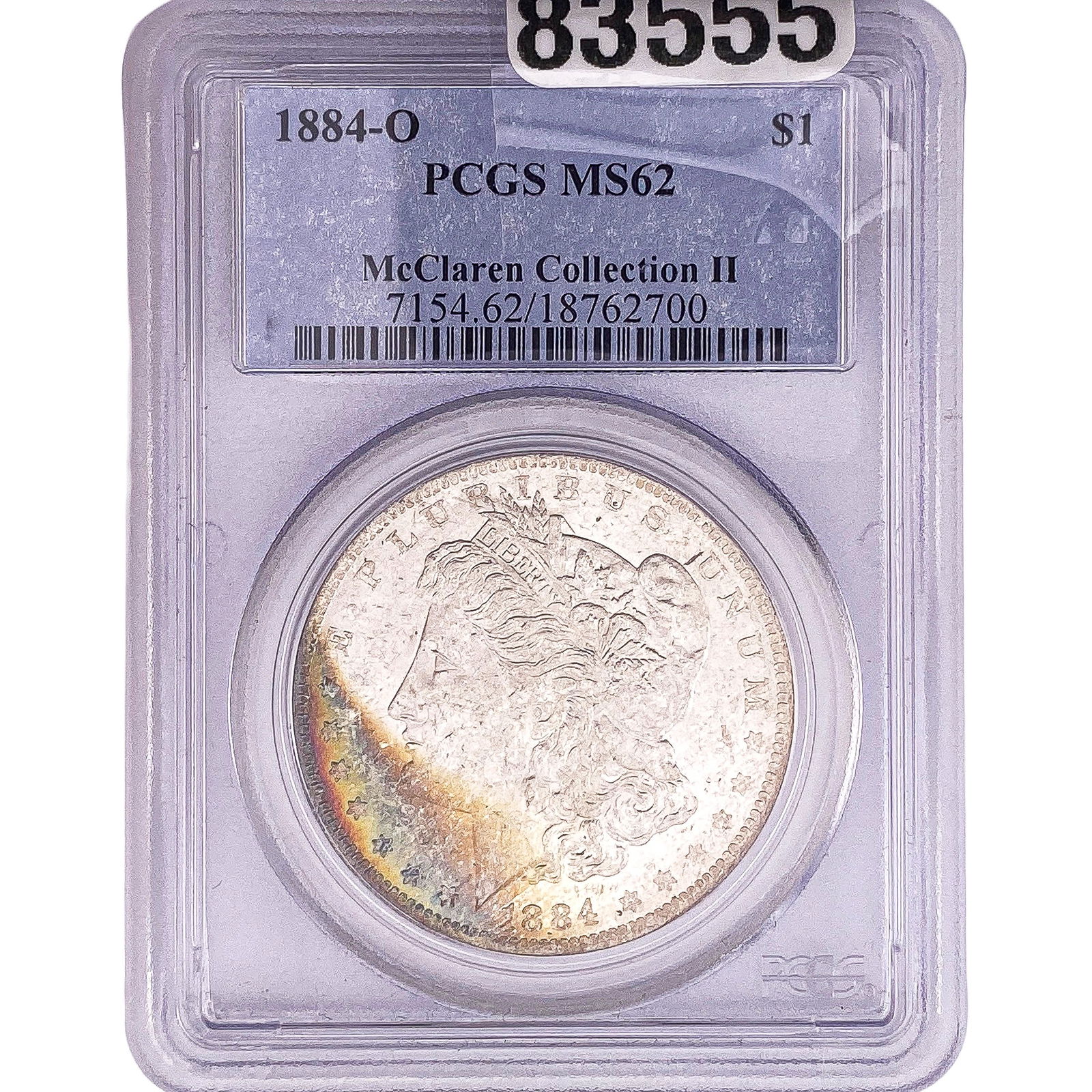 1884-O Mercury Silver Dollar PCGS MS62: 1884-O Mercury Silver Dollar PCGS MS62