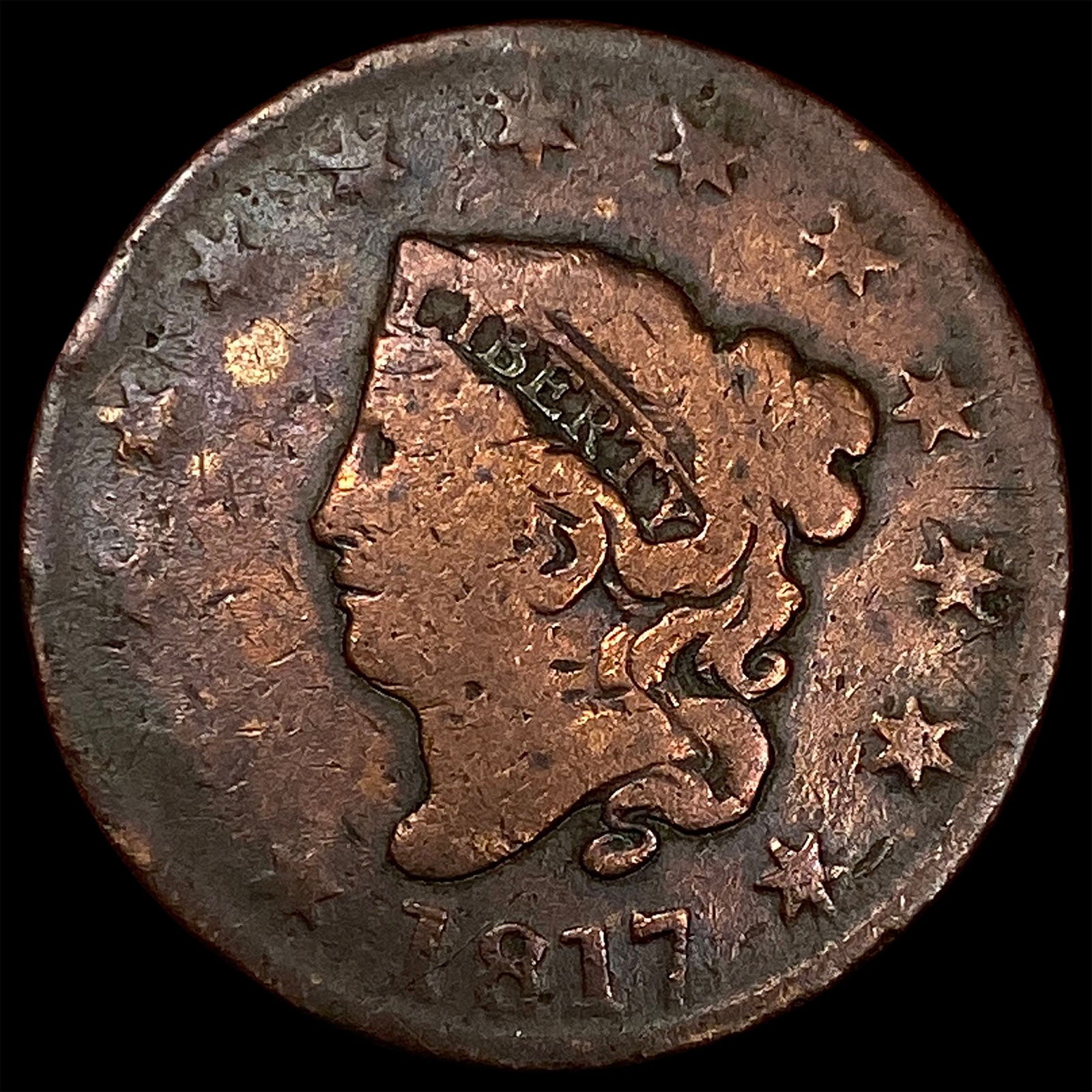 1817 Coronet Head Large Cent LIGHTLY CIRCULATED: 1817 Coronet Head Large Cent LIGHTLY CIRCULATED