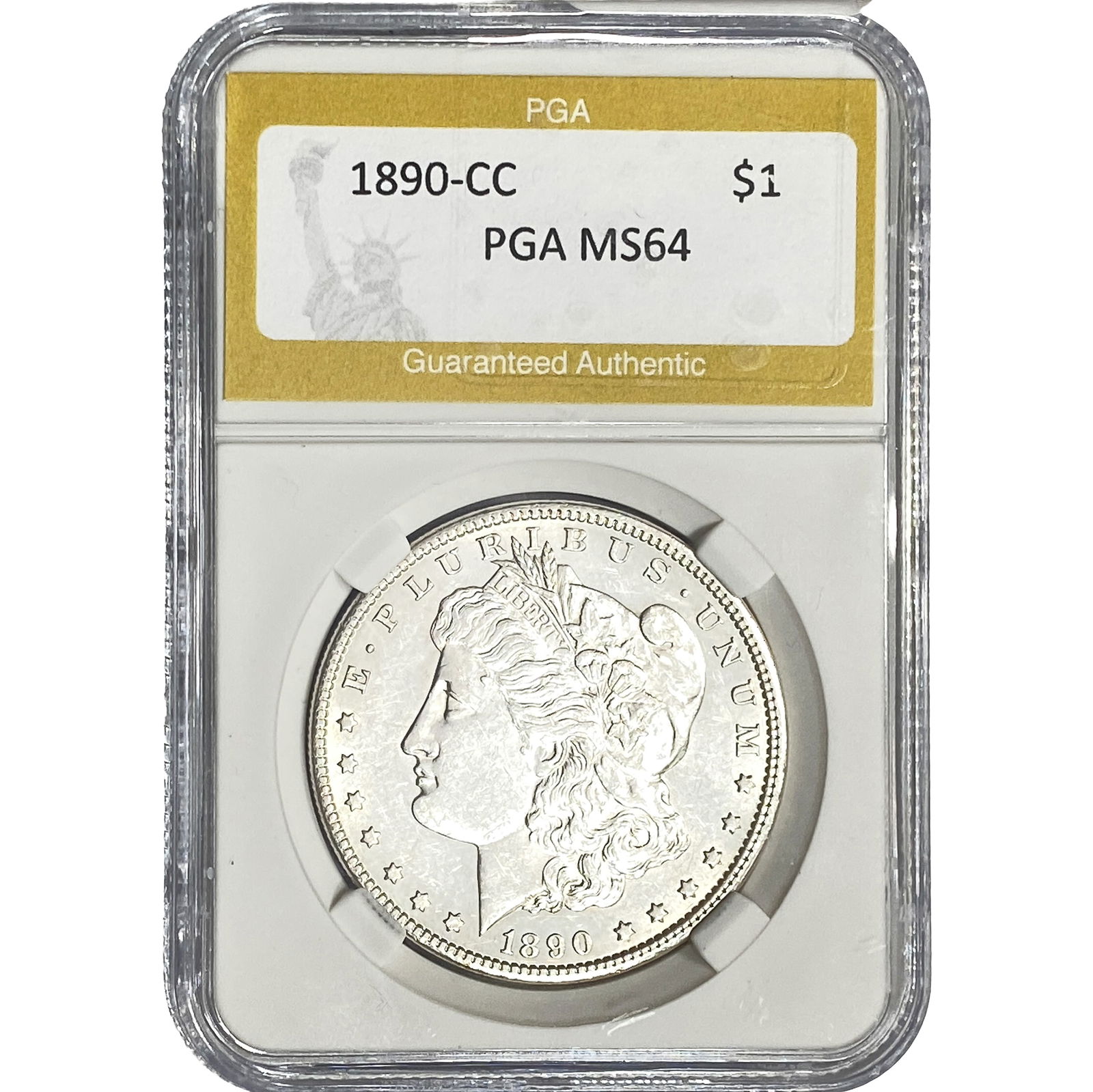 1890-CC Morgan Silver Dollar PGA MS64: 1890-CC Morgan Silver Dollar PGA MS64