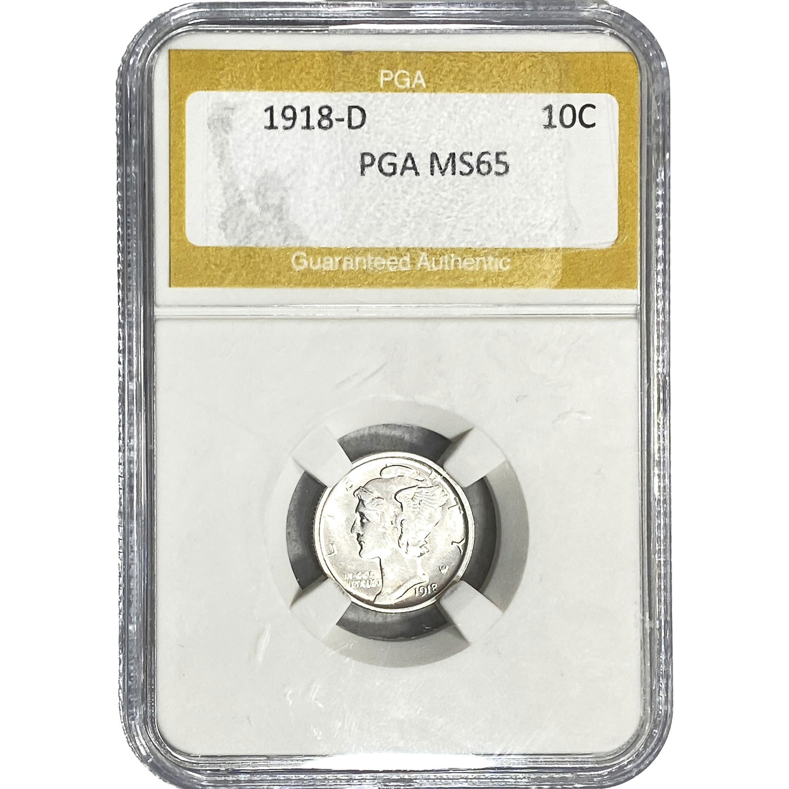 1918-D Mercury Silver Dime PGA MS65: 1918-D Mercury Silver Dime PGA MS65