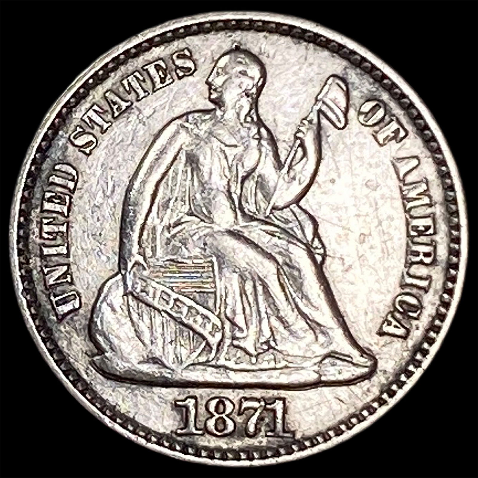 1871 Silver Half Dime CLOSELY UNCIRCULATED: 1871 Silver Half Dime CLOSELY UNCIRCULATED