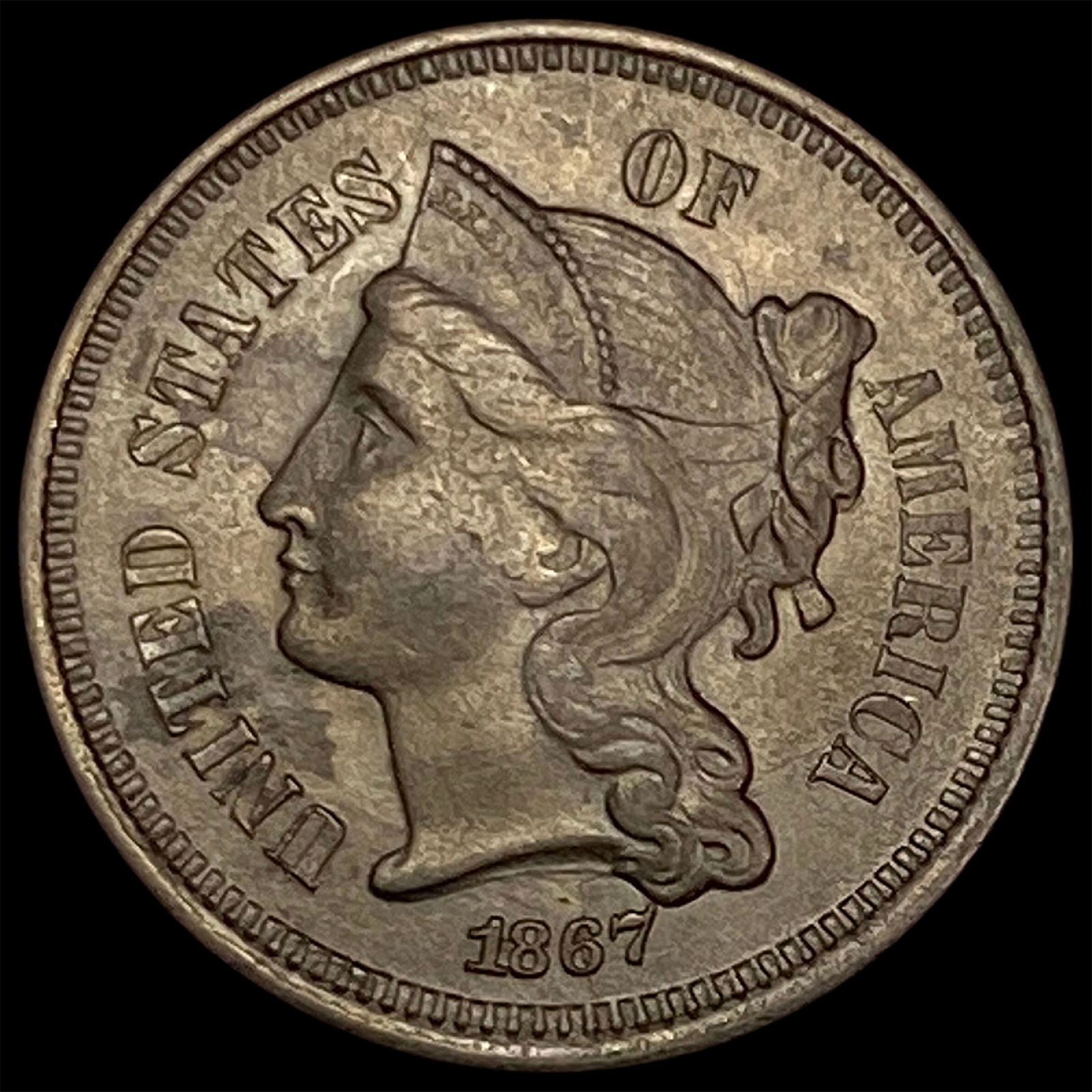 1867 Nickel Three-Cent Piece CHOICE BU (1 of 2)