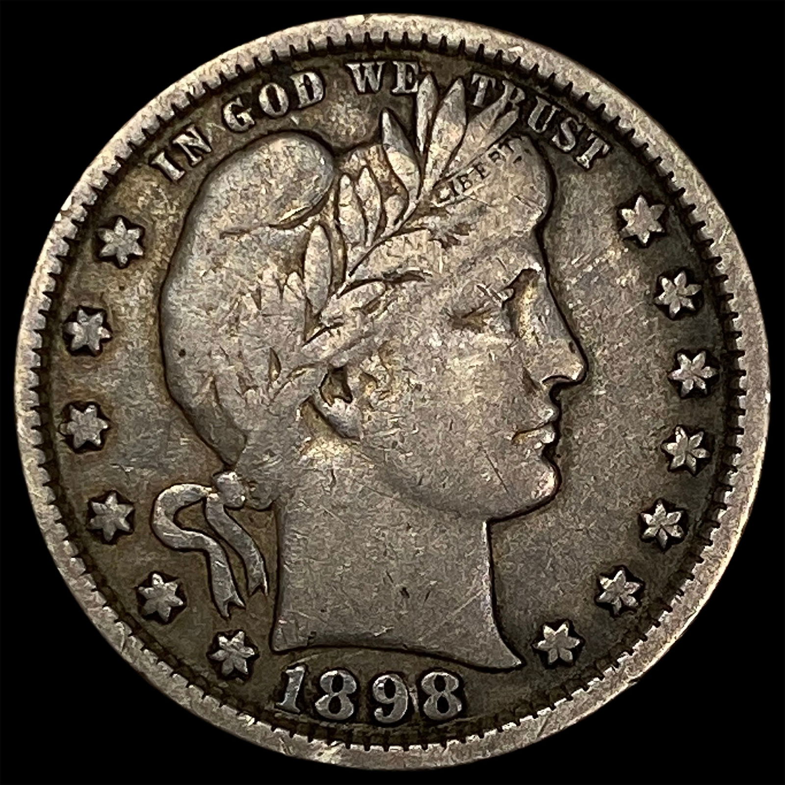 1898 Silver Barber Quarter LIGHTLY CIRCULATED: 1898 Silver Barber Quarter LIGHTLY CIRCULATED