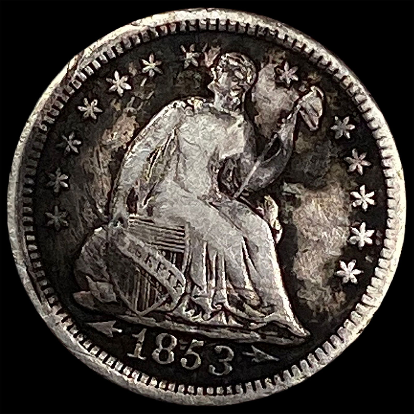 1853 Arrows Seated Liberty Half Dime LIGHTLY CIRCULATED (1 of 2)