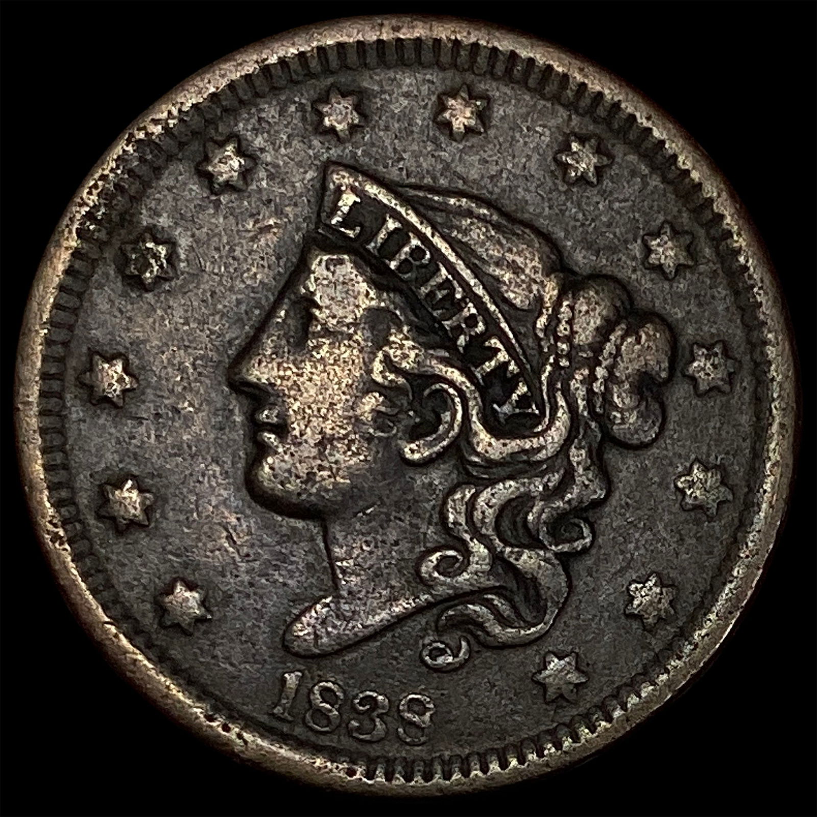 1838 Braided Hair Large Cent NEARLY UNCIRCULATED: 1838 Braided Hair Large Cent NEARLY UNCIRCULATED