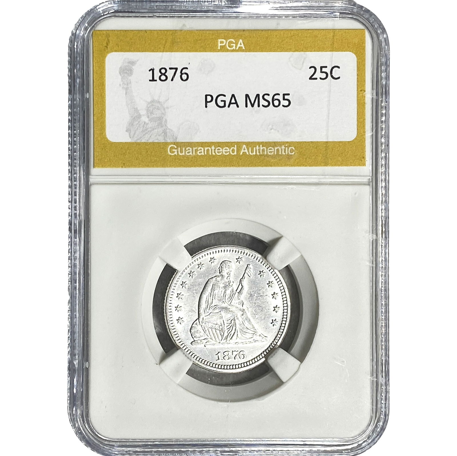 1876 Seated Liberty Quarter PGA MS65: 1876 Seated Liberty Quarter PGA MS65
