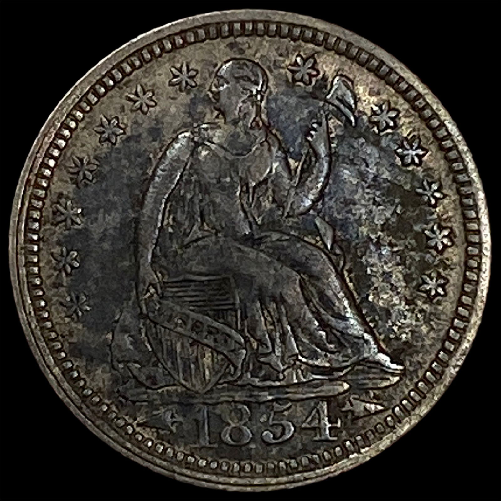 1854 Arrows Seated Liberty Half Dime NEARLY UNCIRCULATED (1 of 2)