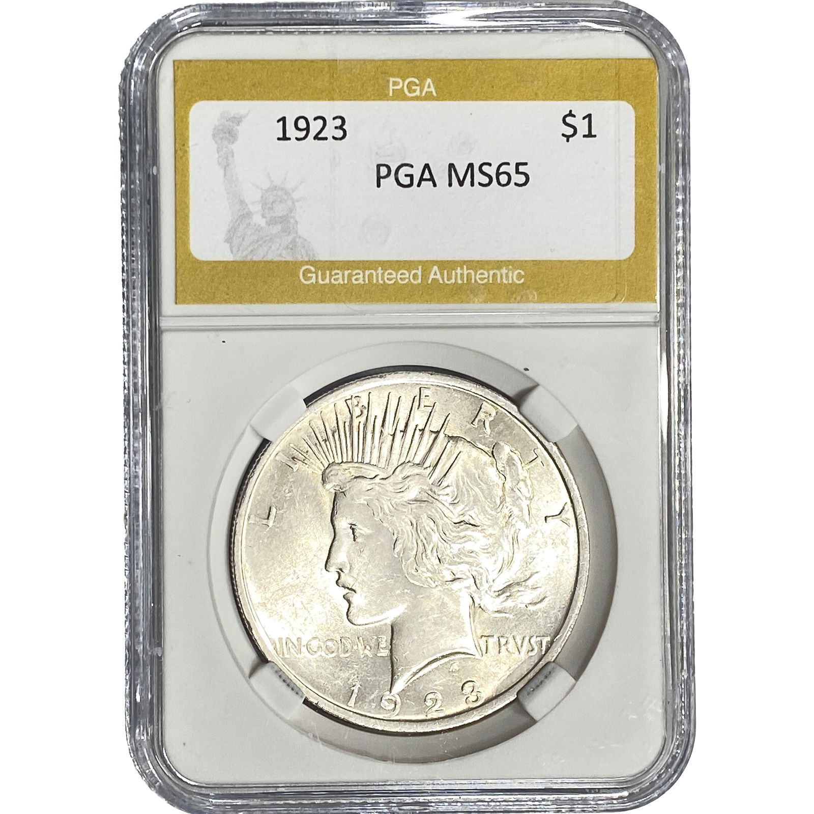 1923 Silver Peace Dollar PGA MS65: 1923 Silver Peace Dollar PGA MS65