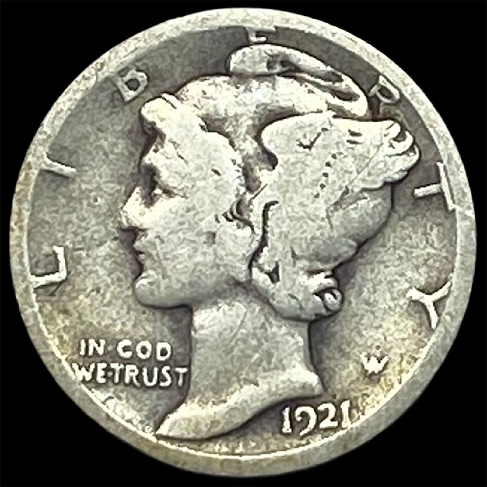 1921 Silver Mercury Dime LIGHTLY CIRCULATED: 1921 Silver Mercury Dime LIGHTLY CIRCULATED