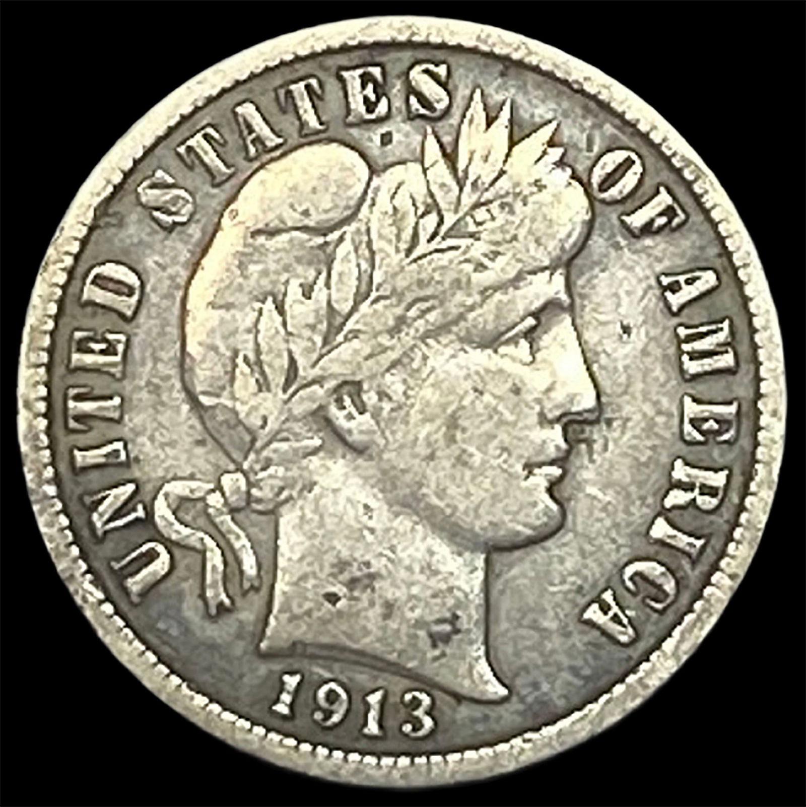 1913-S Silver Barber Dime LIGHTLY CIRCULATED (1 of 2)