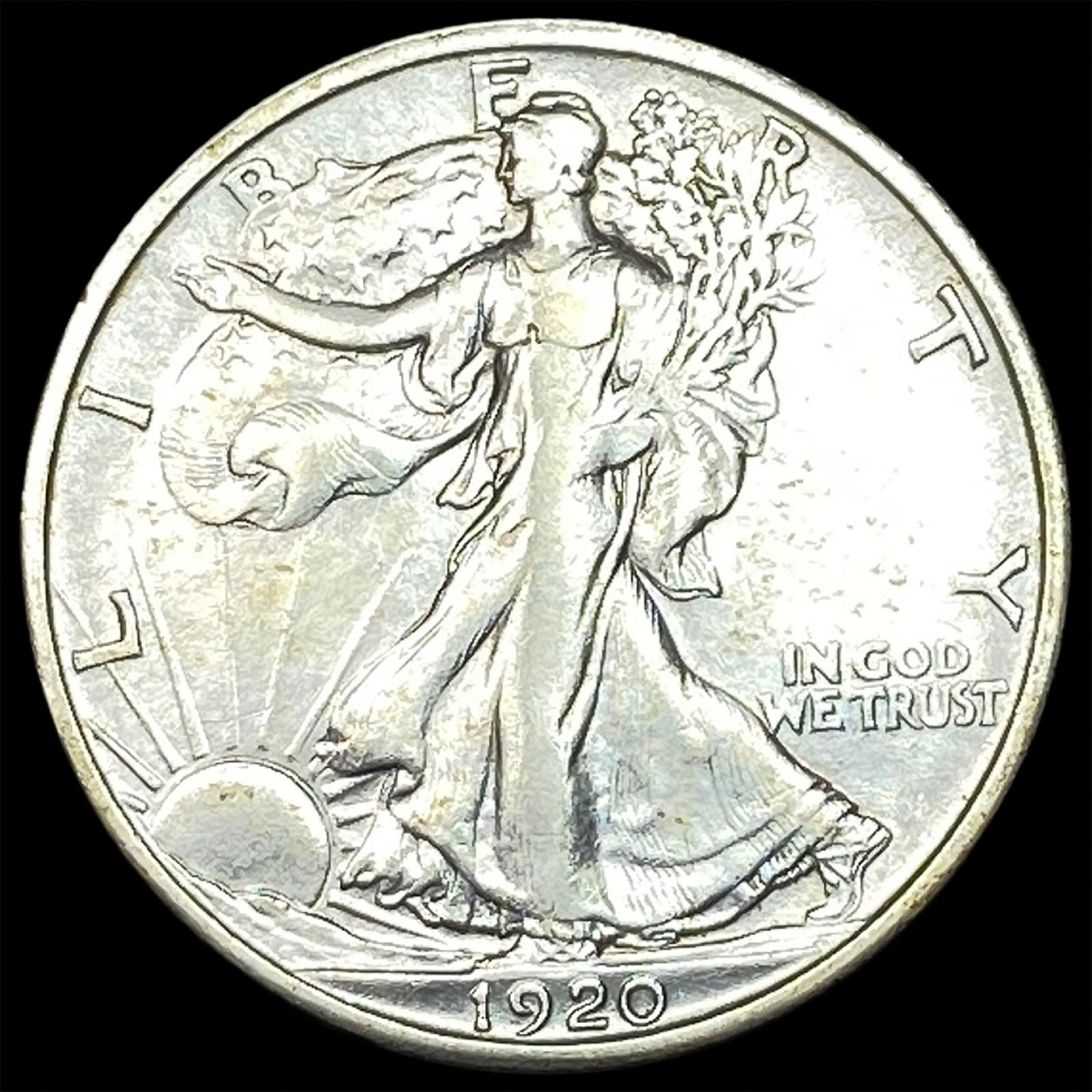 1920-D Silver Walking Liberty Half Dollar NEARLY UNCIRCULATED: 1920-D Silver Walking Liberty Half Dollar NEARLY UNCIRCULATED