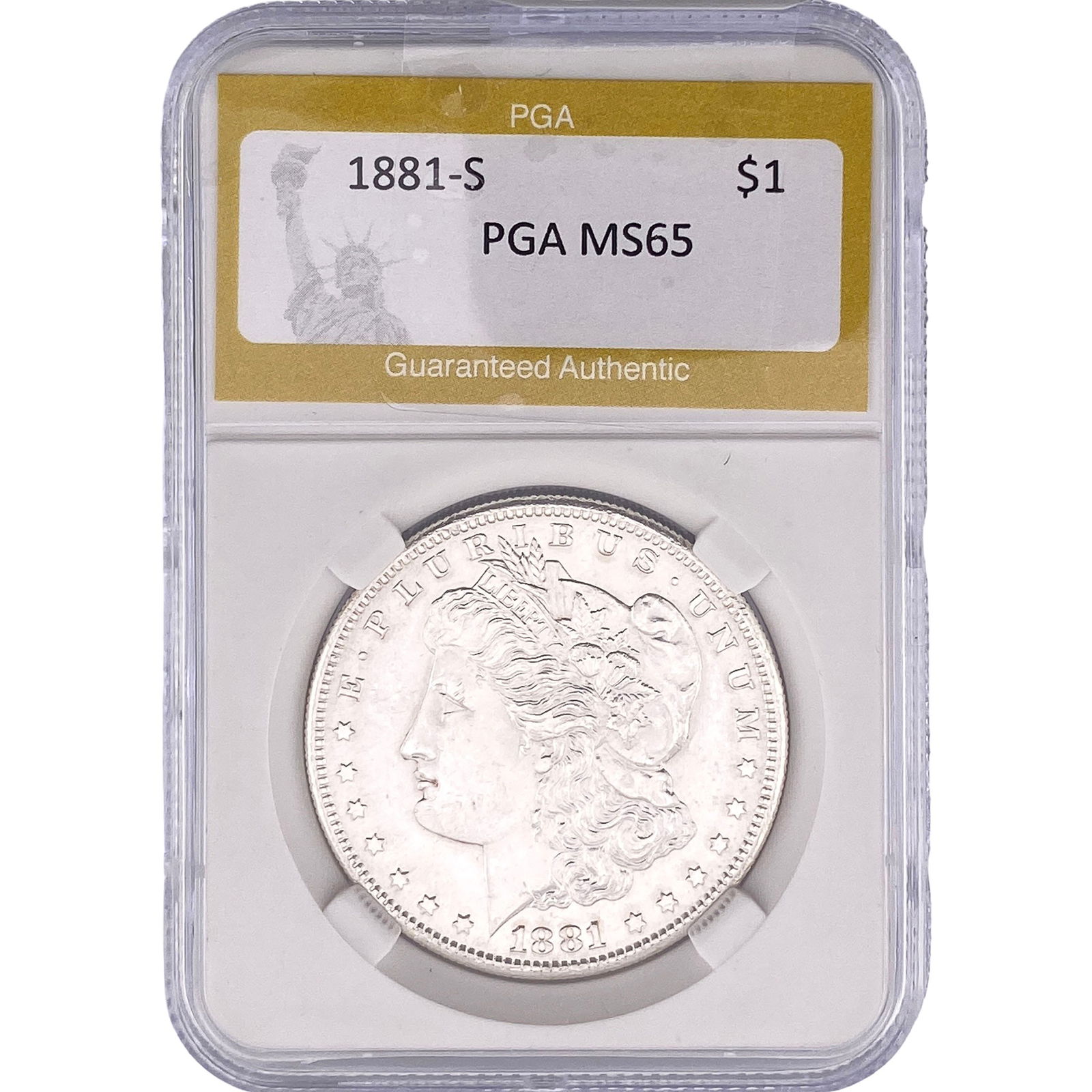 1881-S Morgan Silver Dollar PGA MS65: 1881-S Morgan Silver Dollar PGA MS65