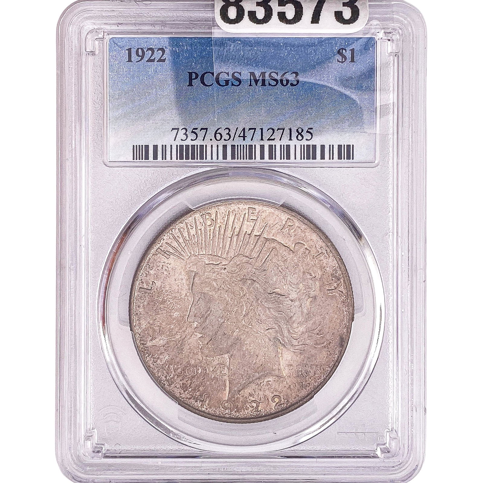 1922 Silver Peace Dollar PCGS MS63: 1922 Silver Peace Dollar PCGS MS63