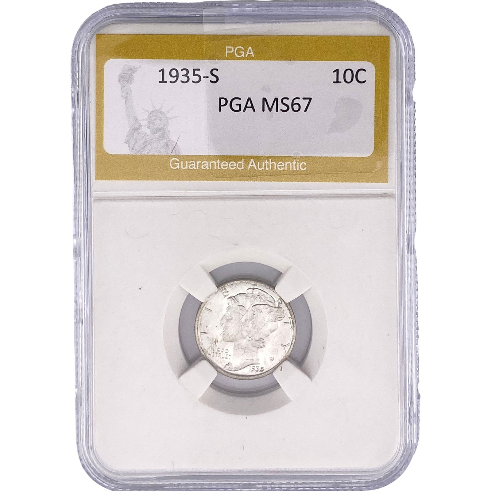 1935-S Mercury Silver Dime PGA MS67: 1935-S Mercury Silver Dime PGA MS67