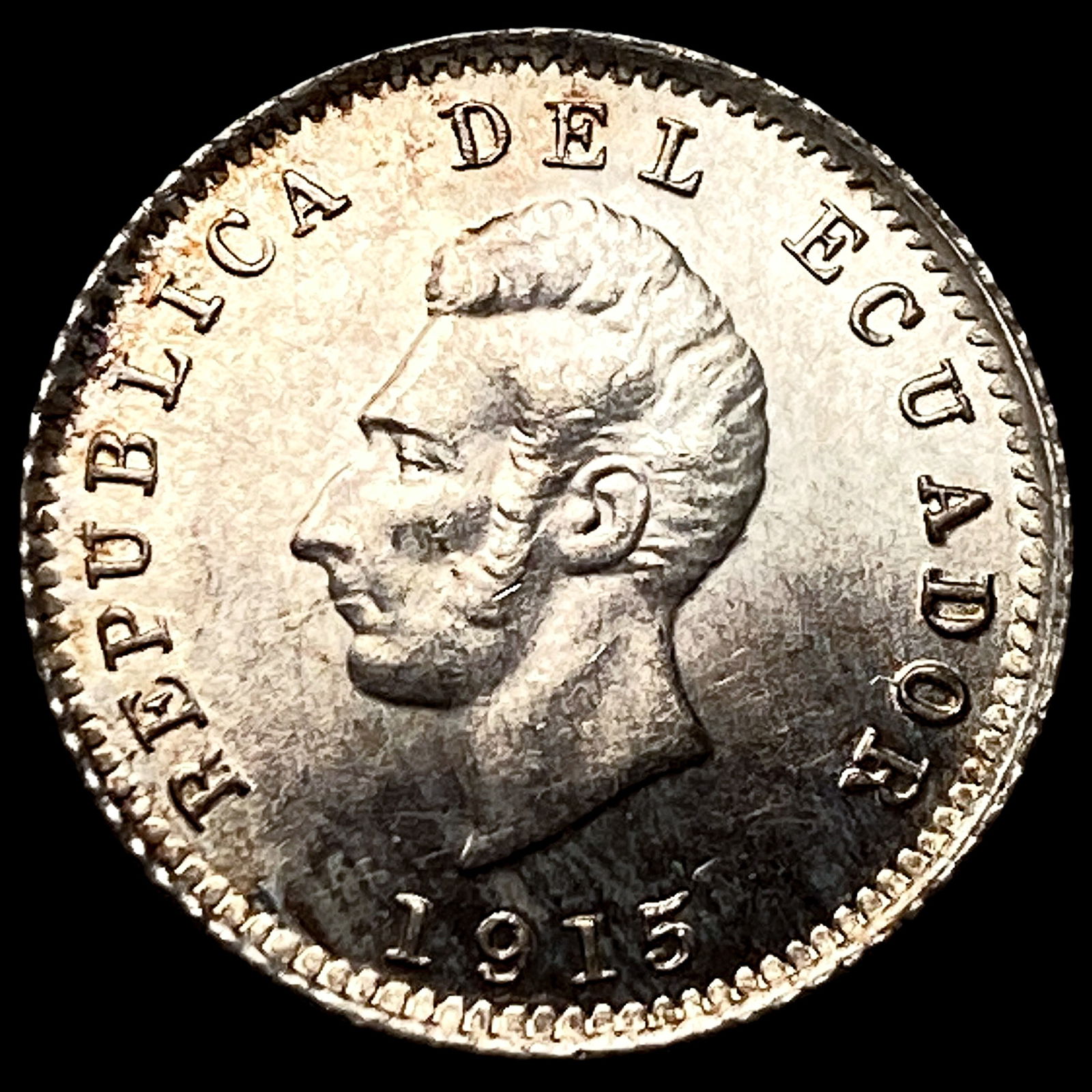 1915 Ecuador Silver 1/2 Decimo UNCIRCULATED (1 of 2)