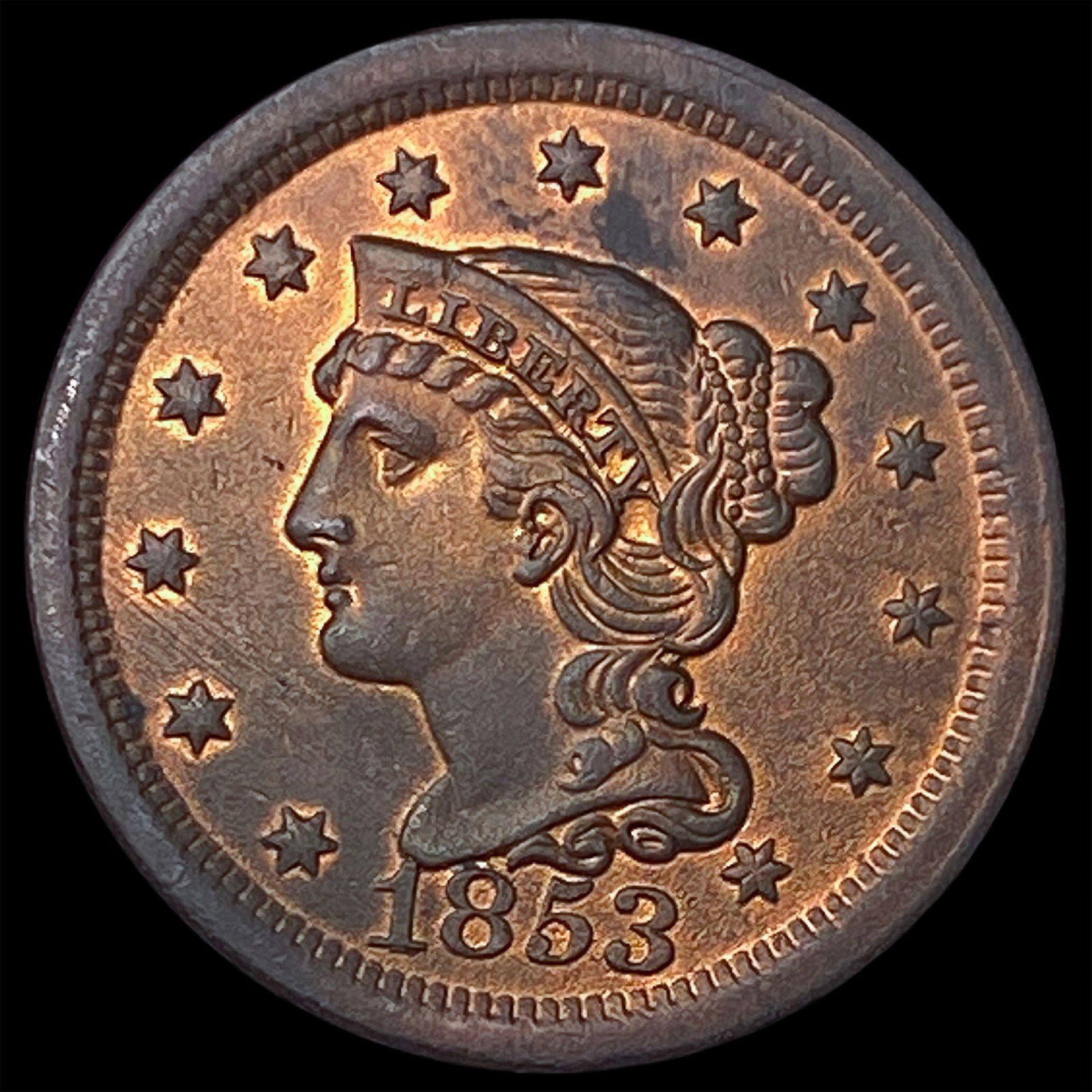1853 Braided Hair Large Cent UNCIRCULATED: 1853 Braided Hair Large Cent UNCIRCULATED
