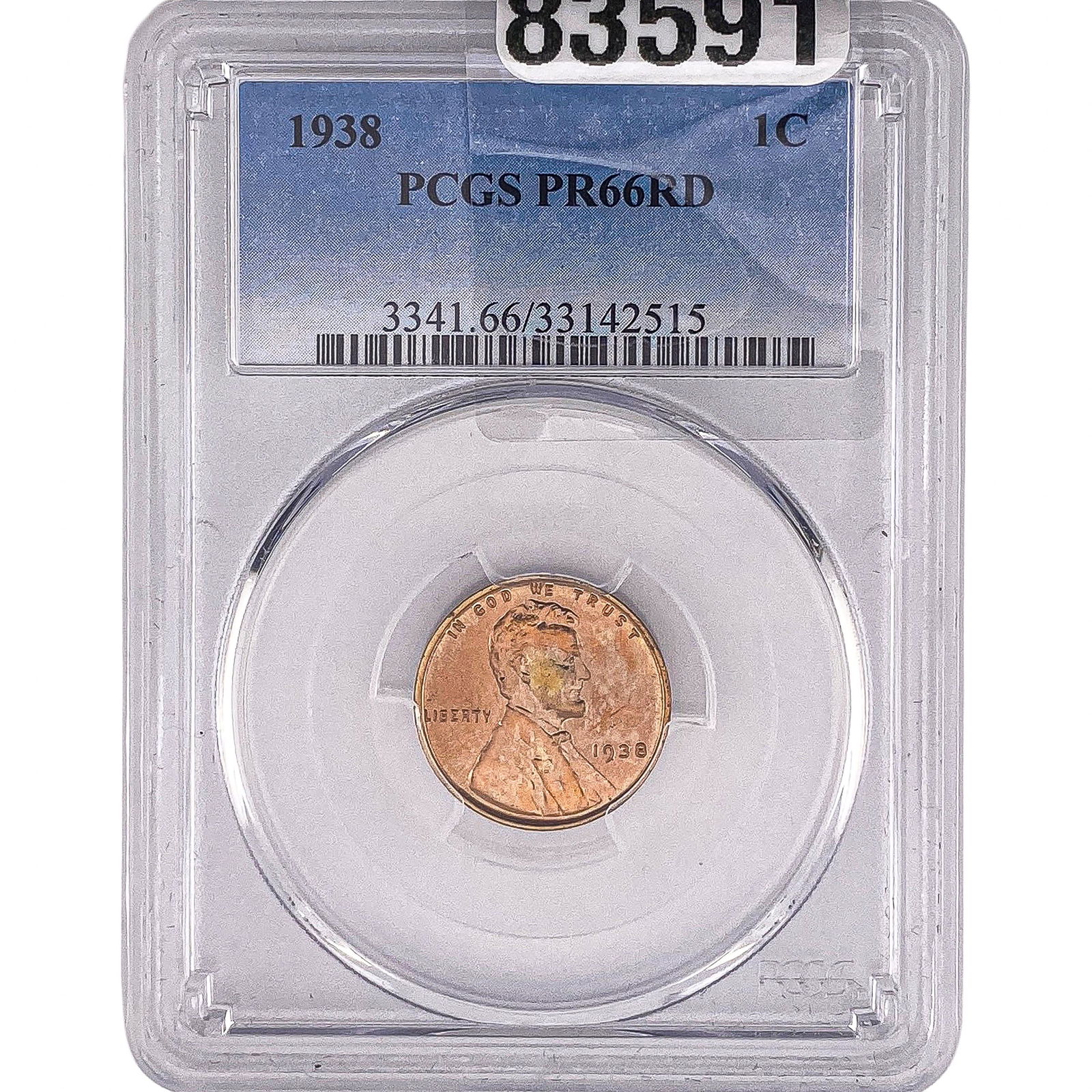 1938 Wheat Cent PCGS PR66 RD: 1938 Wheat Cent PCGS PR66 RD