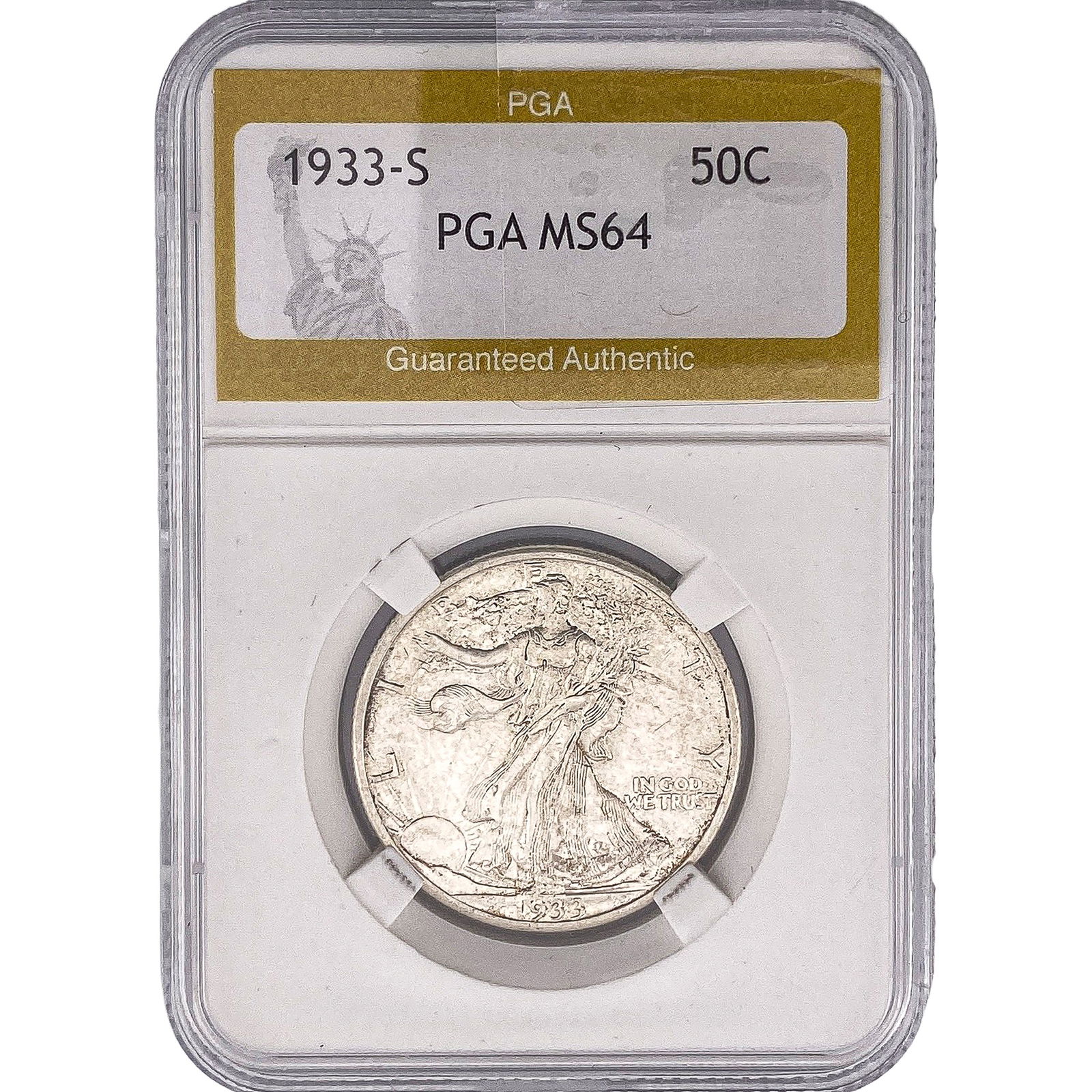 1933-S Walking Liberty Half Dollar PGA MS64: 1933-S Walking Liberty Half Dollar PGA MS64