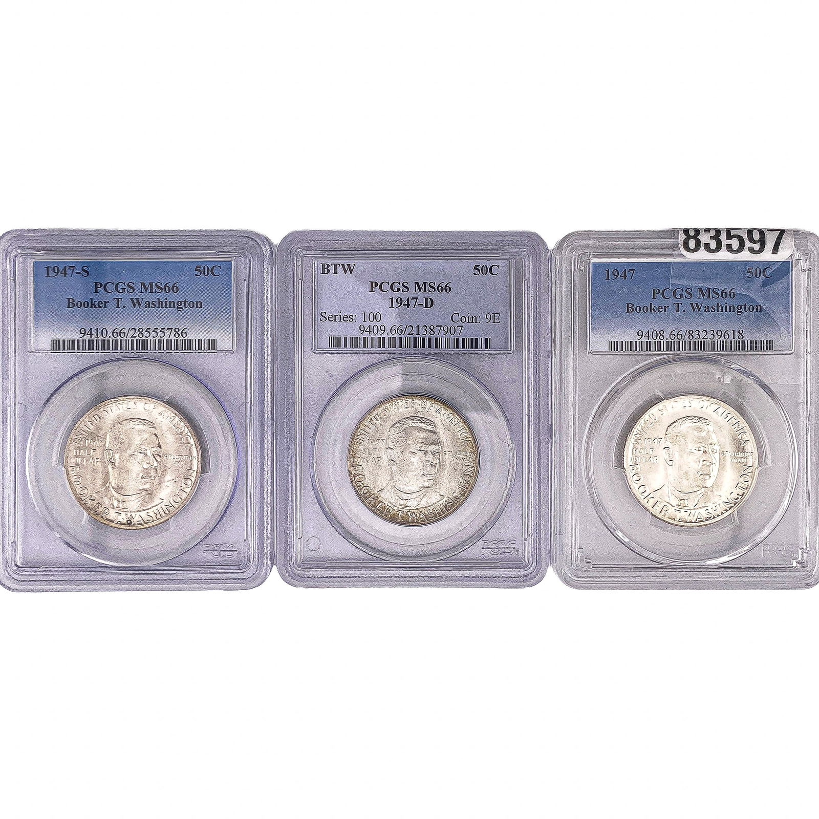 [3 Coin] 1947 Booker T Half Dollar PCGS MS66 (1 of 2)