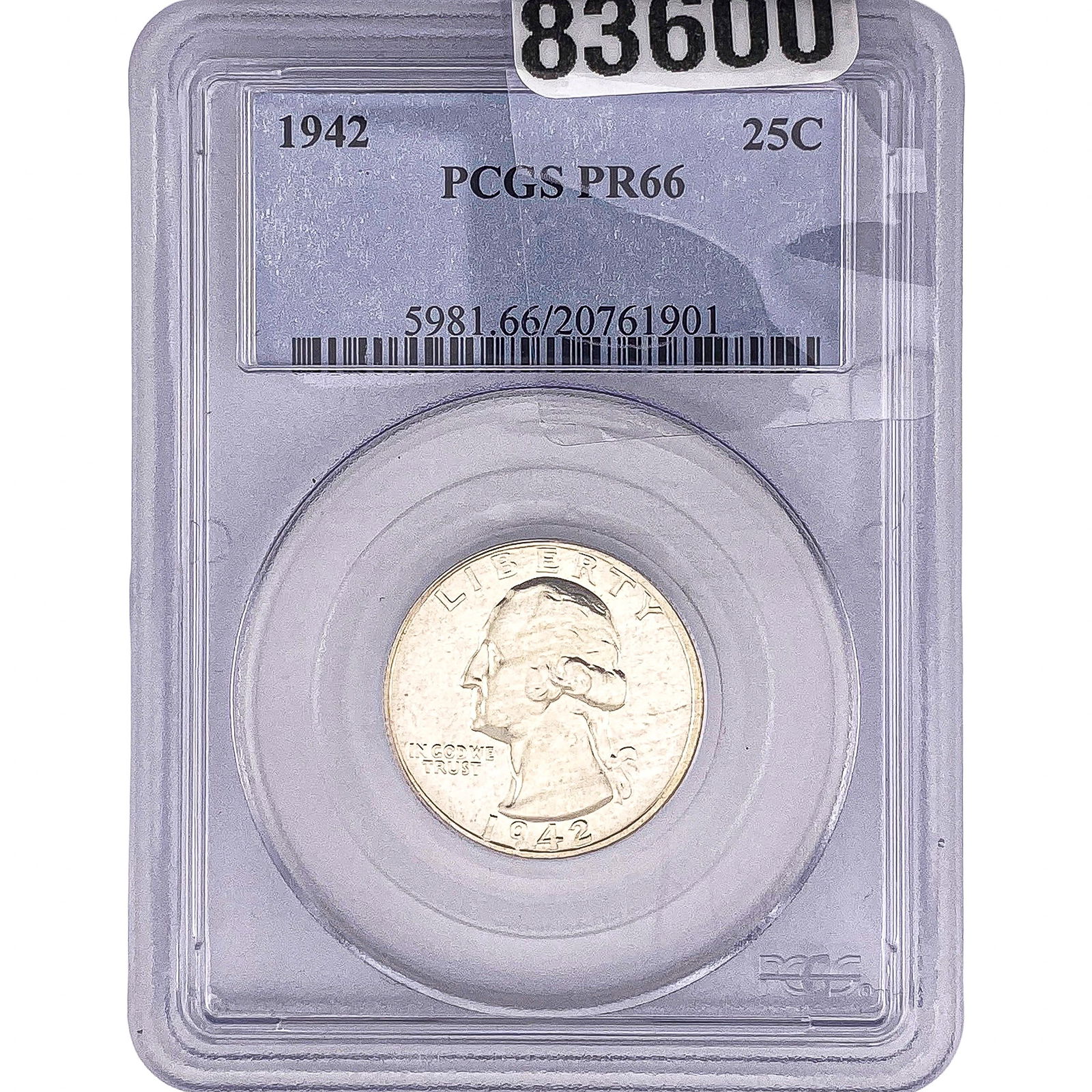 1942 Washington Silver Quarter PCGS PR66 (1 of 2)