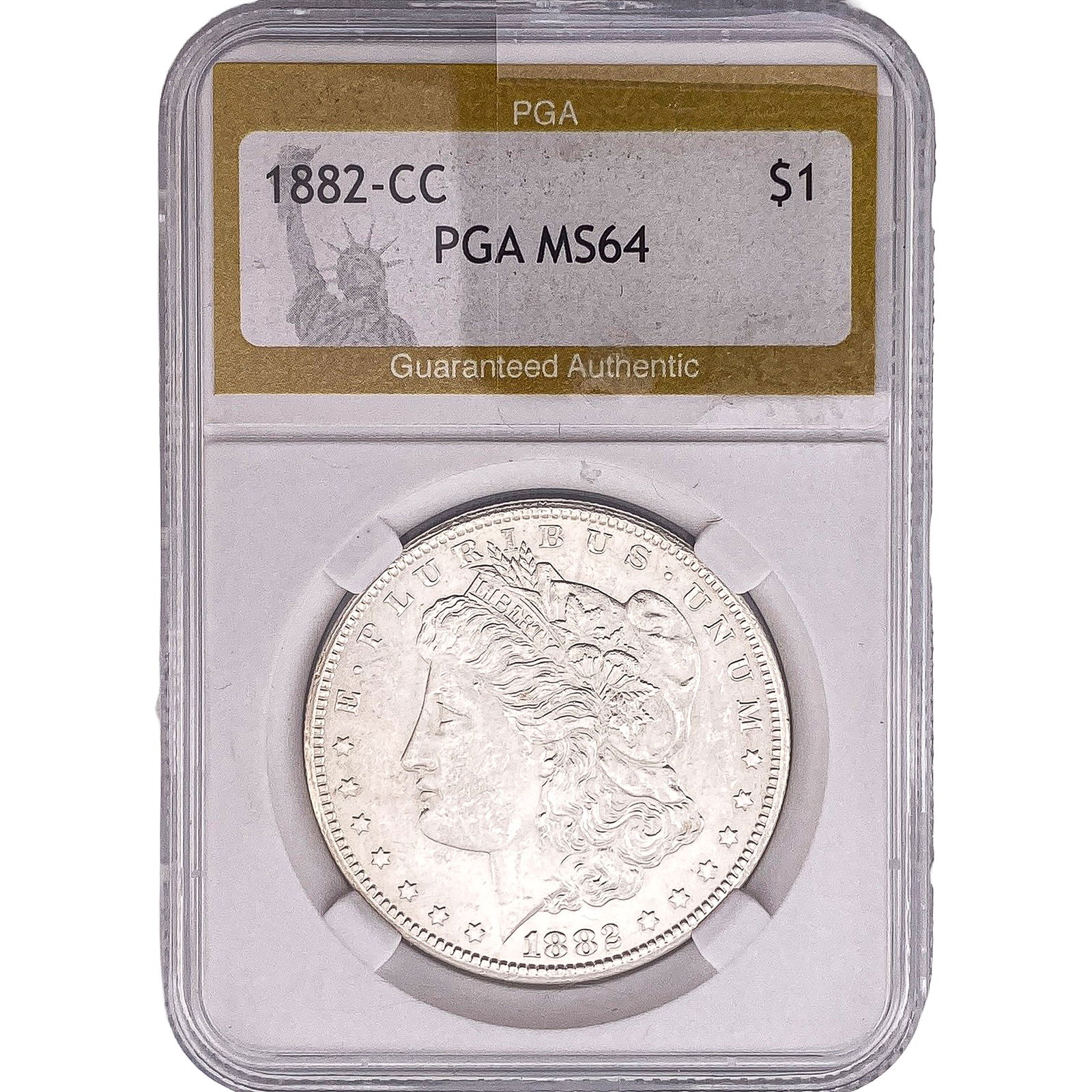 1882-CC Morgan Silver Dollar PGA MS64: 1882-CC Morgan Silver Dollar PGA MS64