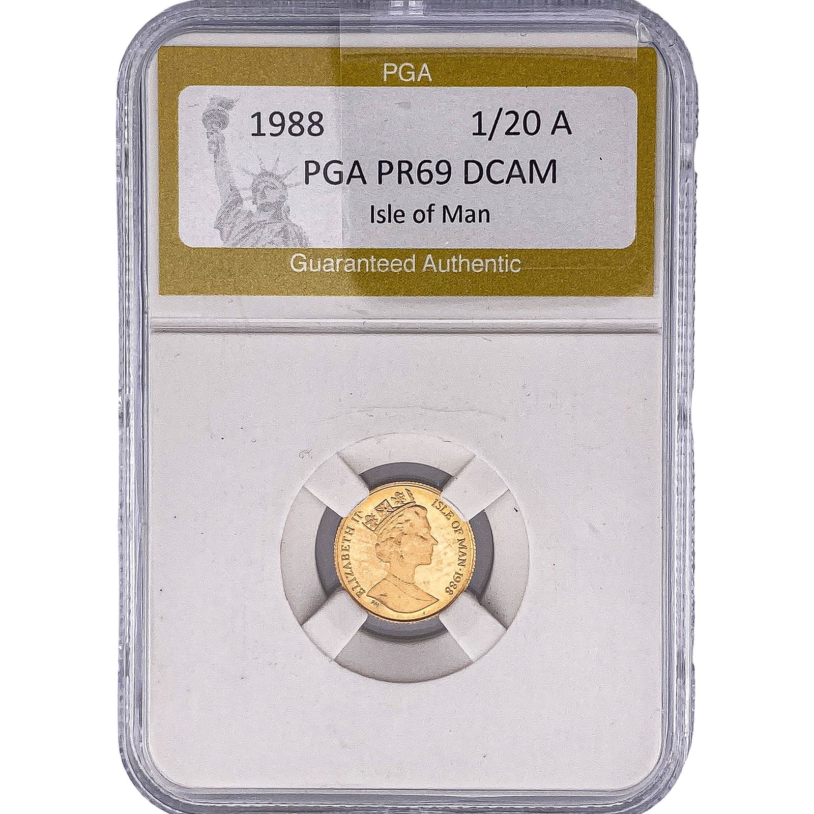 1988 Isle of Man 1/20oz Gold Angel PGA PR69 DCAM: 1988 Isle of Man 1/20oz Gold Angel PGA PR69 DCAM