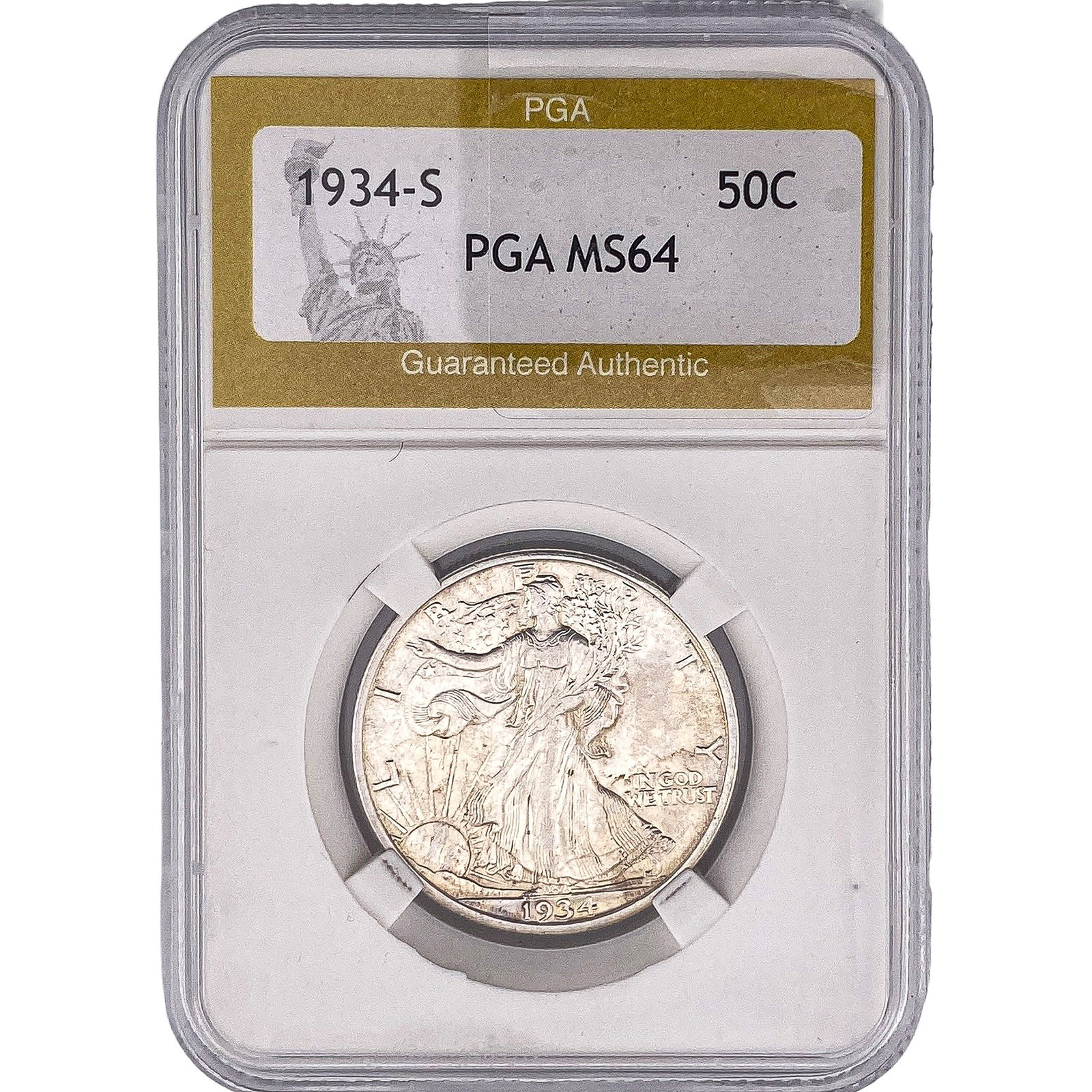 1934-S Walking Liberty Half Dollar PGS MS64: 1934-S Walking Liberty Half Dollar PGS MS64