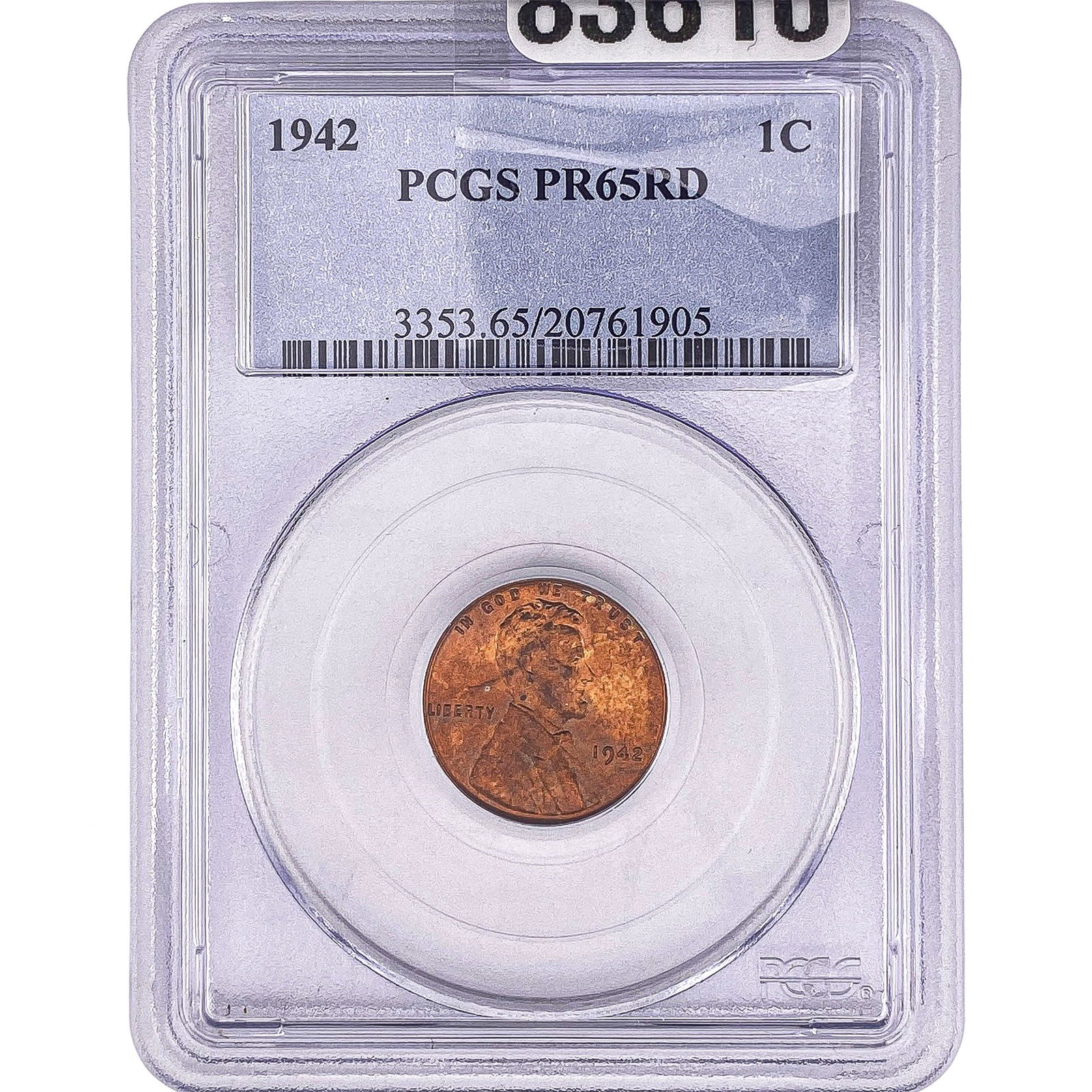 1942 Wheat Cent PCGS PR65 RD (1 of 2)
