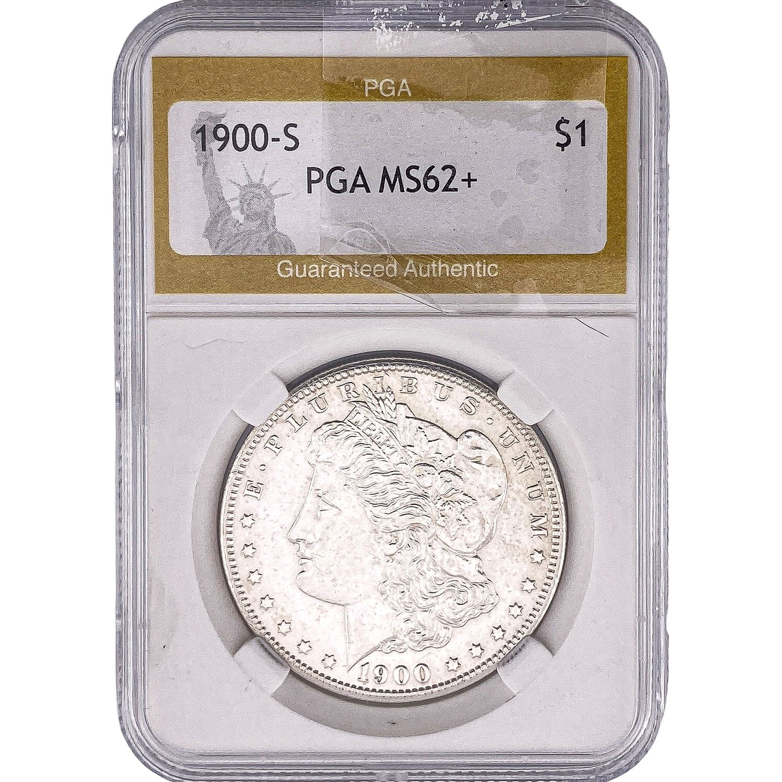 1900-S Morgan Silver Dollar PGS MS62+: 1900-S Morgan Silver Dollar PGS MS62+