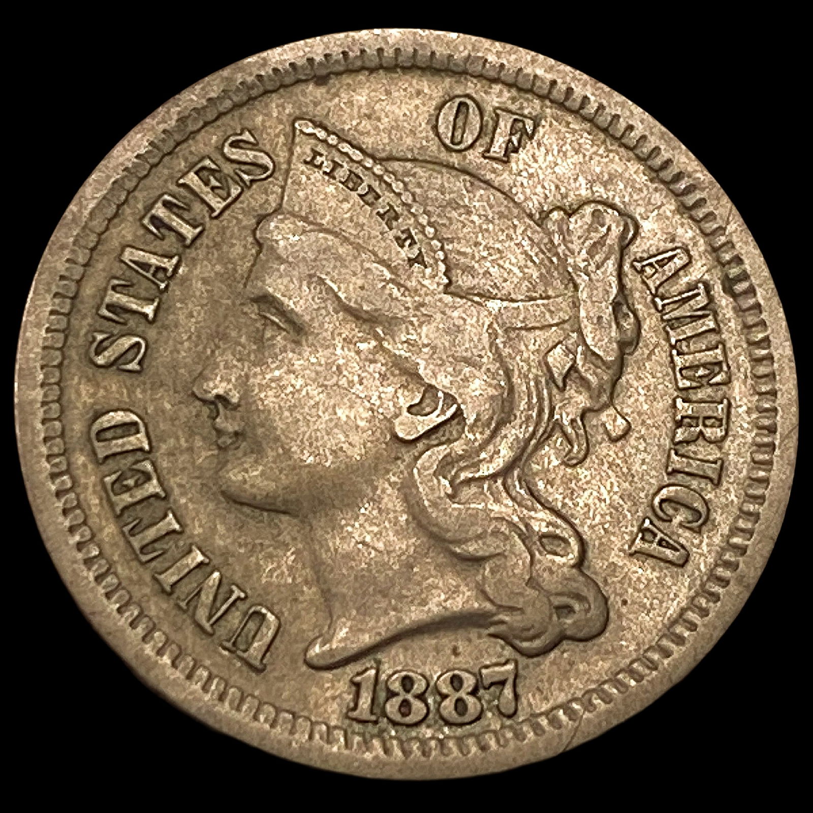 1887 Nickel Three-Cent Piece CLOSELY UNCIRCULATED (1 of 2)