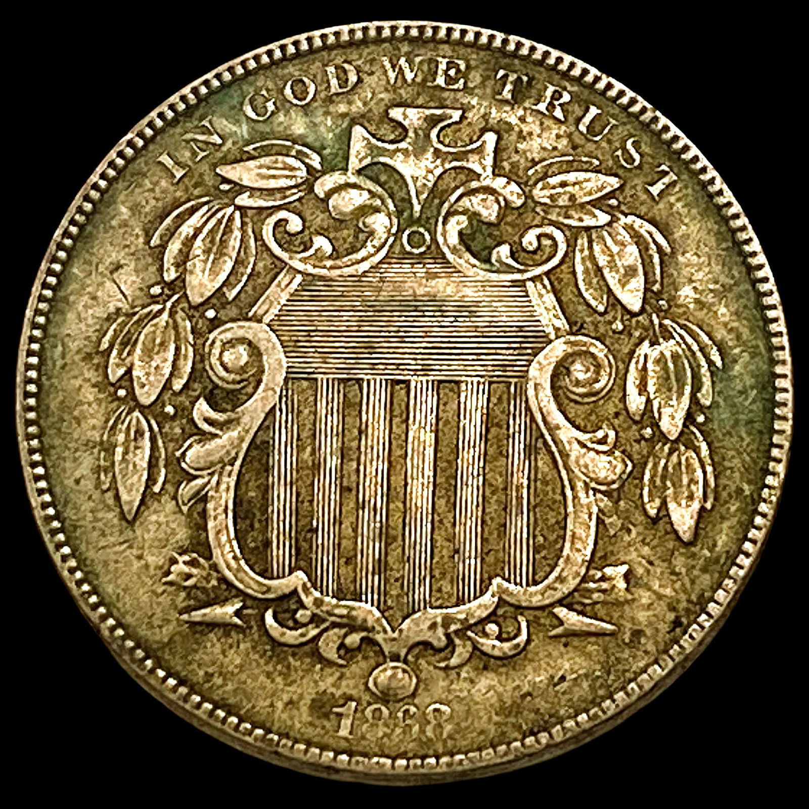 1868 Shield Nickel NEARLY UNCIRCULATED: 1868 Shield Nickel NEARLY UNCIRCULATED