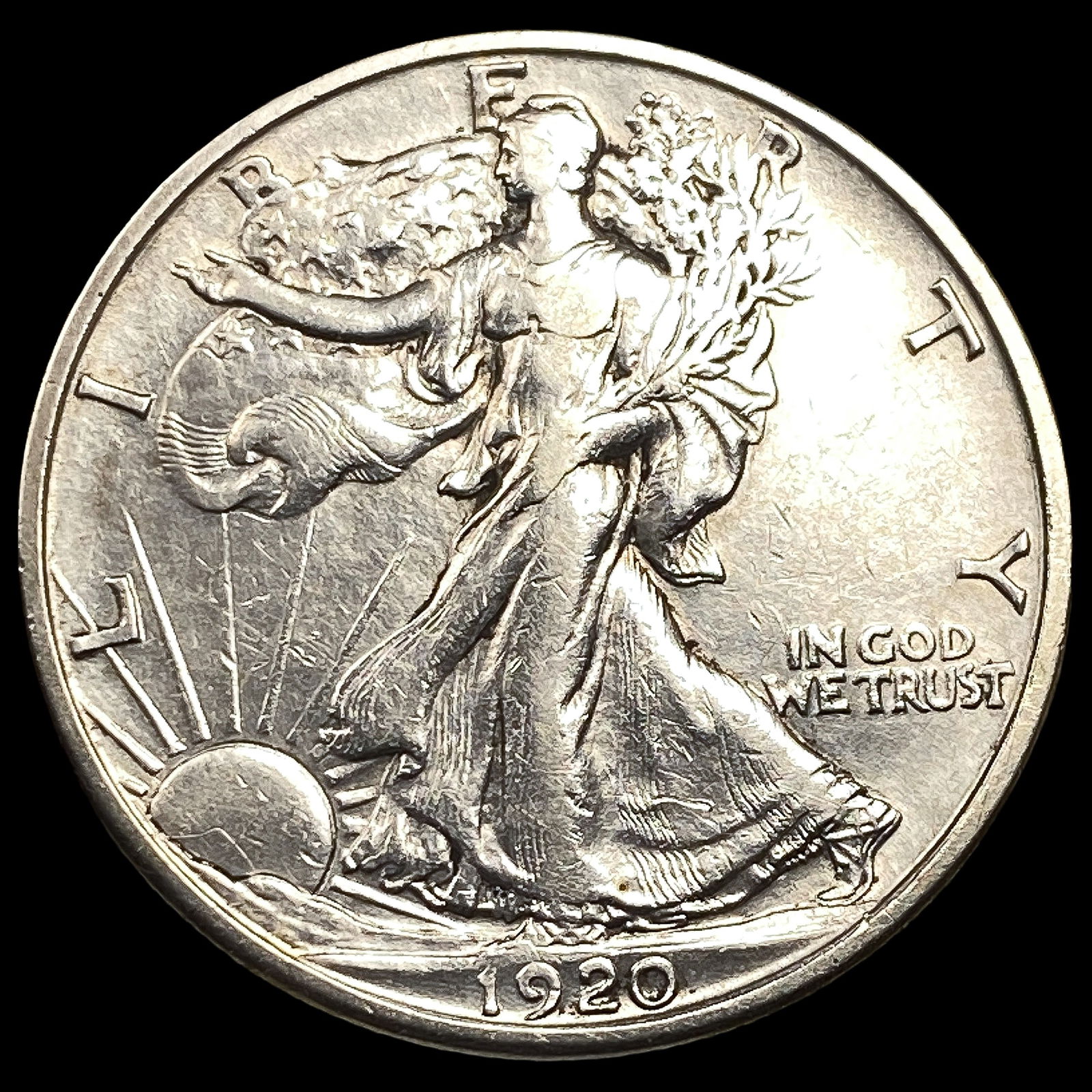 1920-S Silver Walking Liberty Half Dollar NEARLY UNCIRCULATED: 1920-S Silver Walking Liberty Half Dollar NEARLY UNCIRCULATED