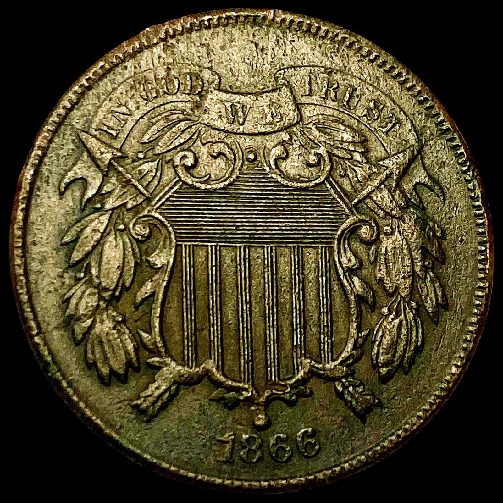 1866 Two-Cent Piece NEARLY UNCIRCULATED (1 of 2)