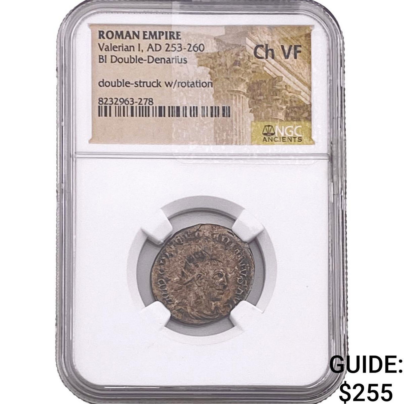 Roman Valerian I 253-260 AD BI Dbl-Denarius ChVF: Roman Valerian I 253-260 AD BI Dbl-Denarius ChVF