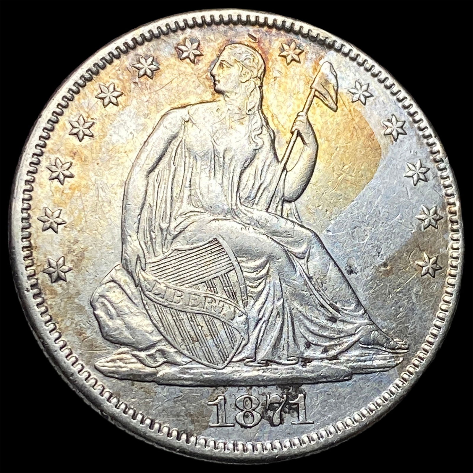 1871 Seated Liberty Half Dollar CLOSELY UNCIRCULATED: 1871 Seated Liberty Half Dollar CLOSELY UNCIRCULATED