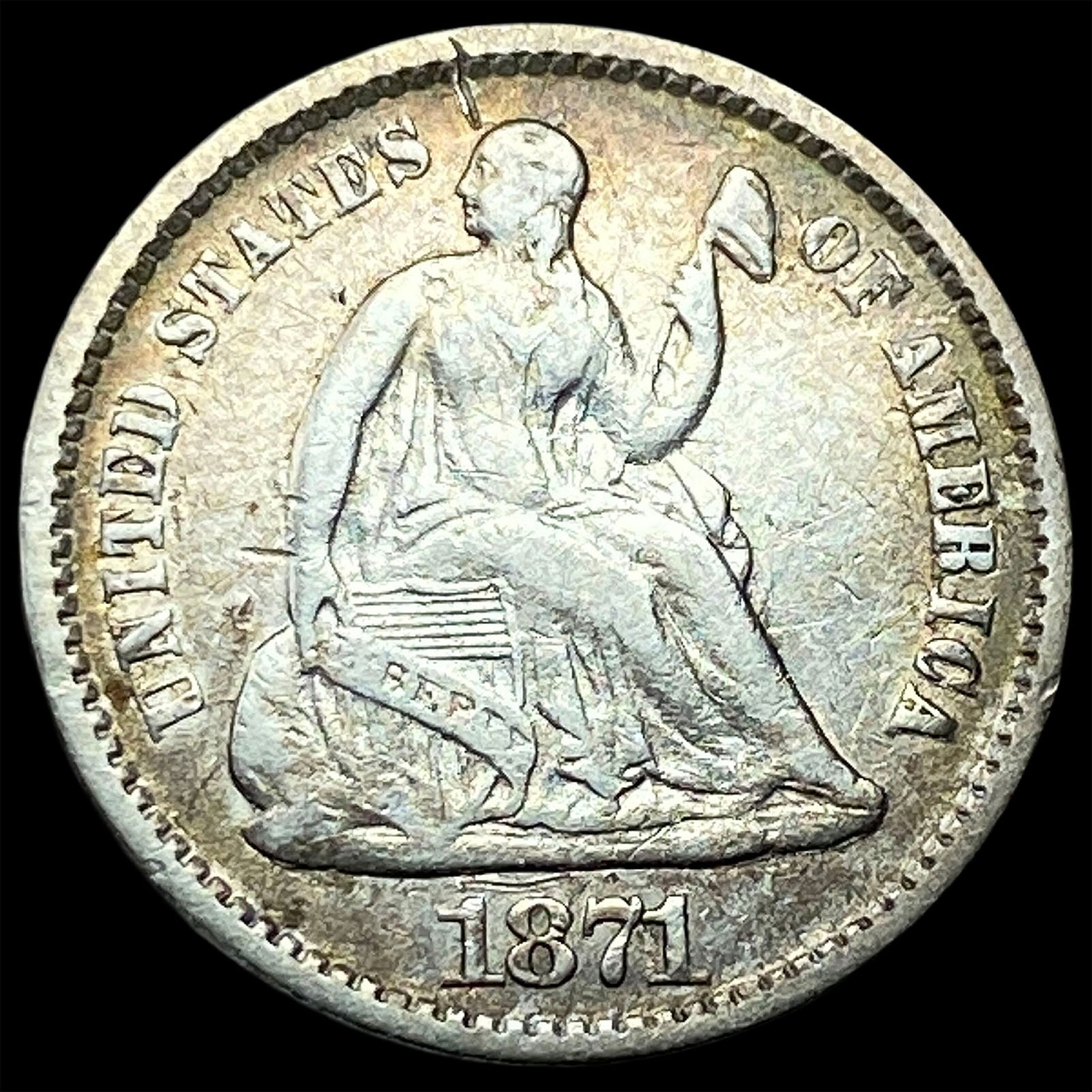 1871 Seated Liberty Half Dime NEARLY UNCIRCULATED: 1871 Seated Liberty Half Dime NEARLY UNCIRCULATED