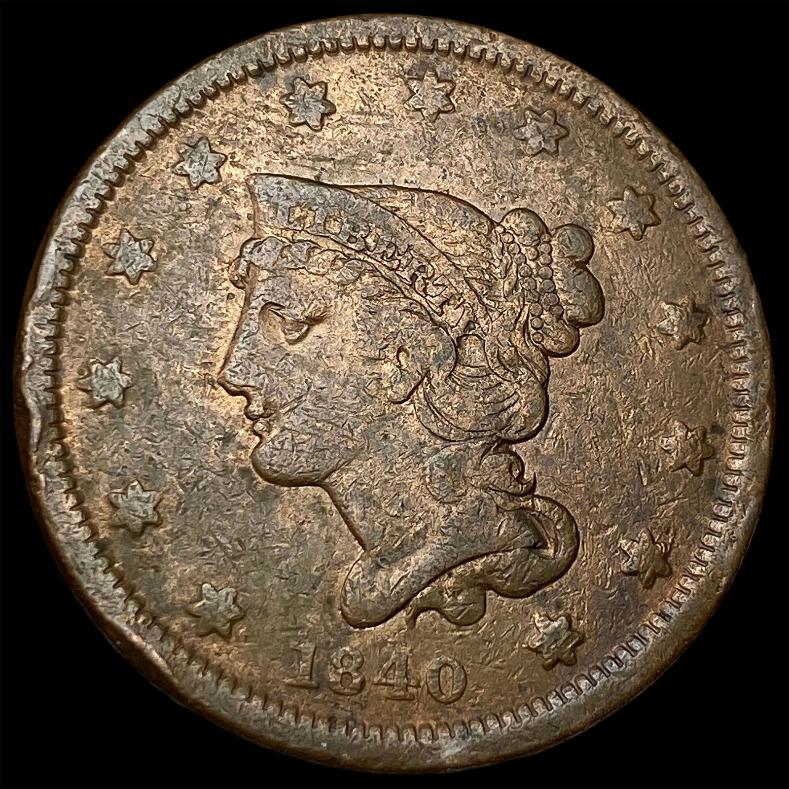 1840 Braided Hair Large Cent LIGHTLY CIRCULATED (1 of 2)