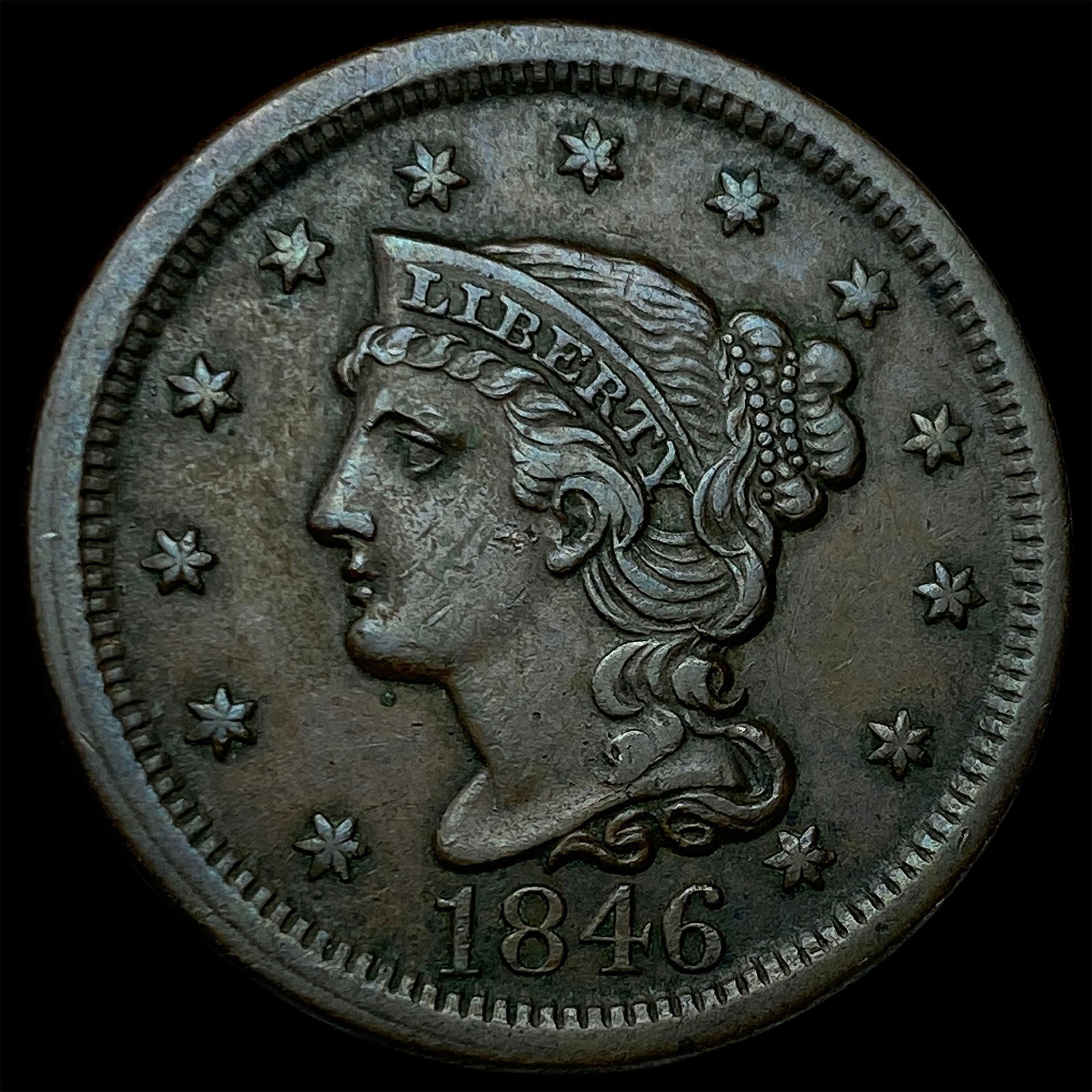 1846 Braided Hair Large Cent CLOSELY UNCIRCULATED (1 of 2)