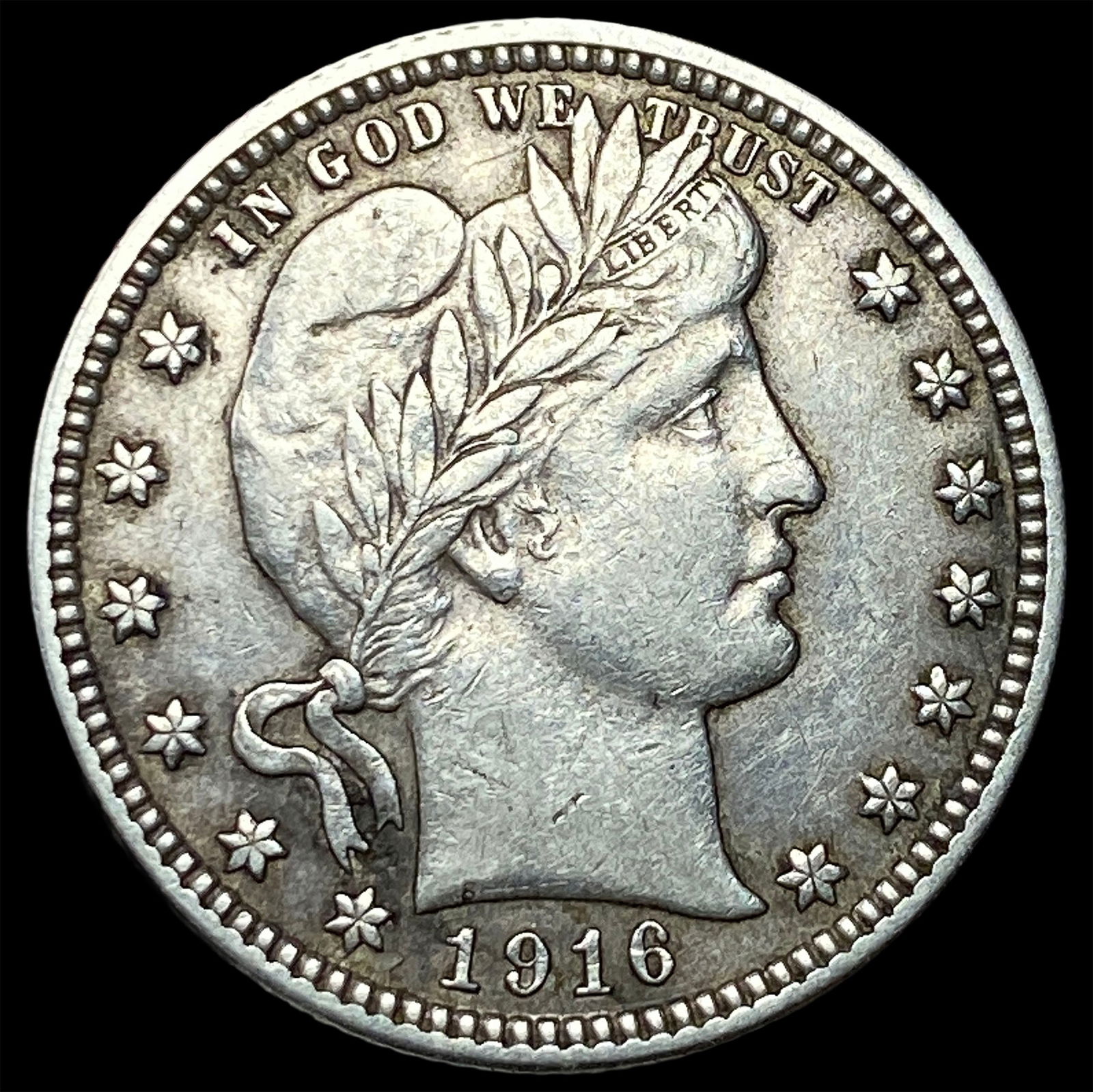 1916-D Silver Barber Quarter CLOSELY UNCIRCULATED: 1916-D Silver Barber Quarter CLOSELY UNCIRCULATED