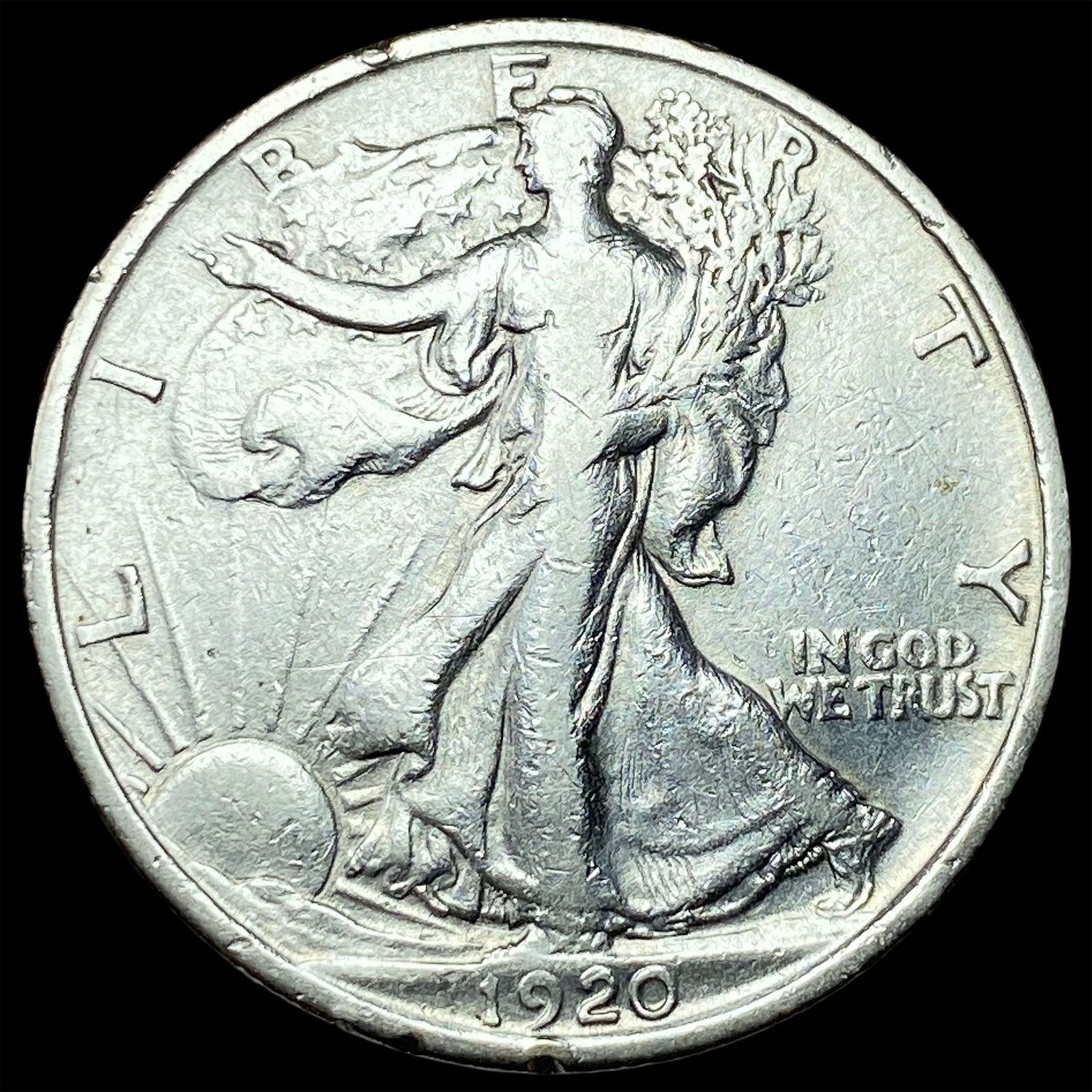 1920 Silver Half Dollar Walking Liberty NEARLY UNCIRCULATED: 1920 Silver Half Dollar Walking Liberty NEARLY UNCIRCULATED