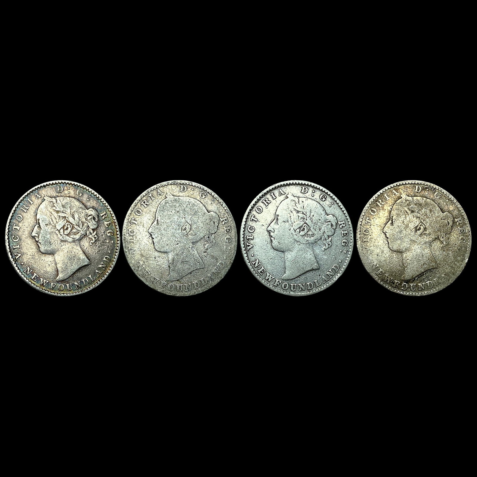 [4 Coins] 1890-1896 Newfoundland Silver 10 Cents HIGH GRADE: [4 Coins] 1890-1896 Newfoundland Silver 10 Cents HIGH GRADE