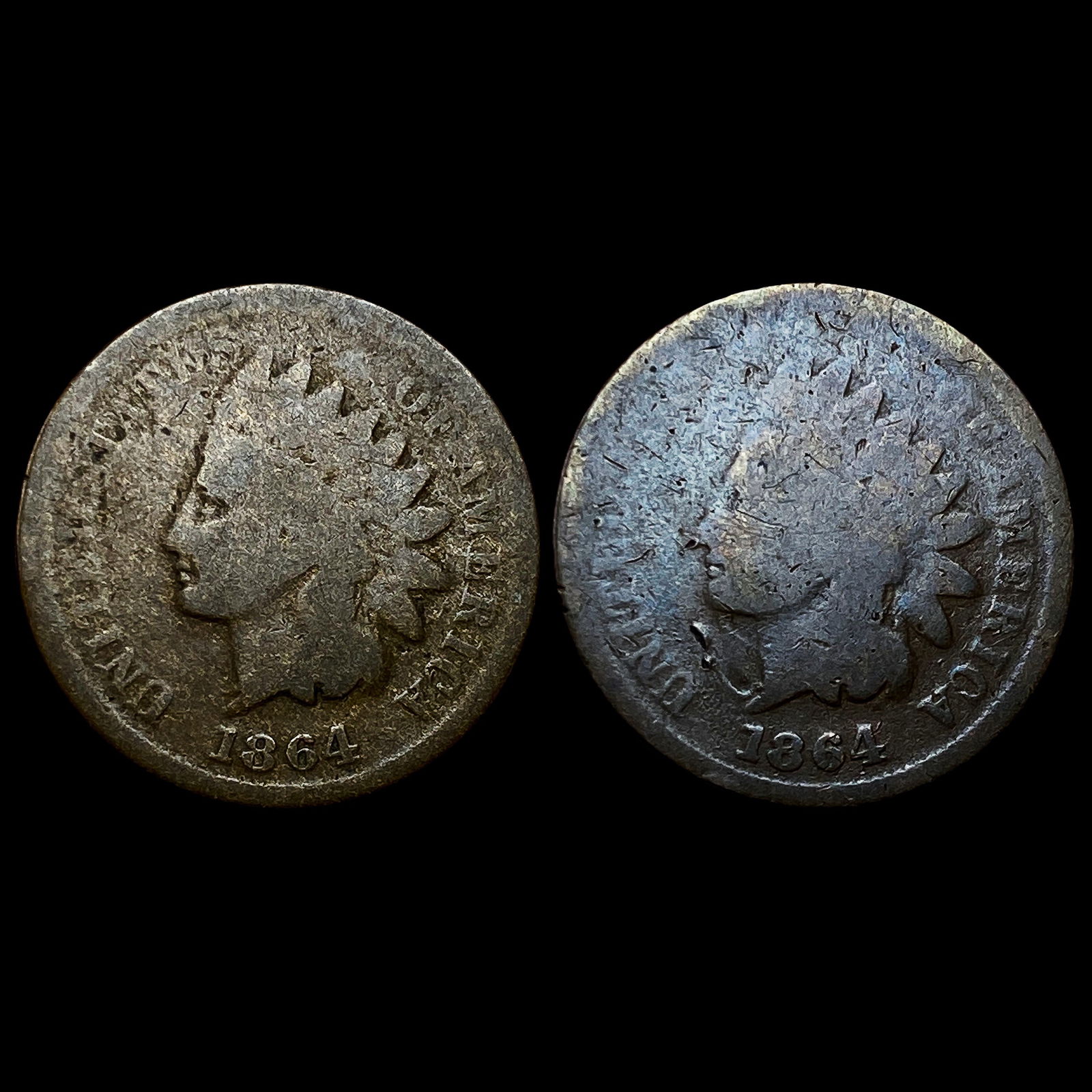 [2]1864 Bronze Indian Head Cent NICELY CIRCULATED: [2]1864 Bronze Indian Head Cent NICELY CIRCULATED