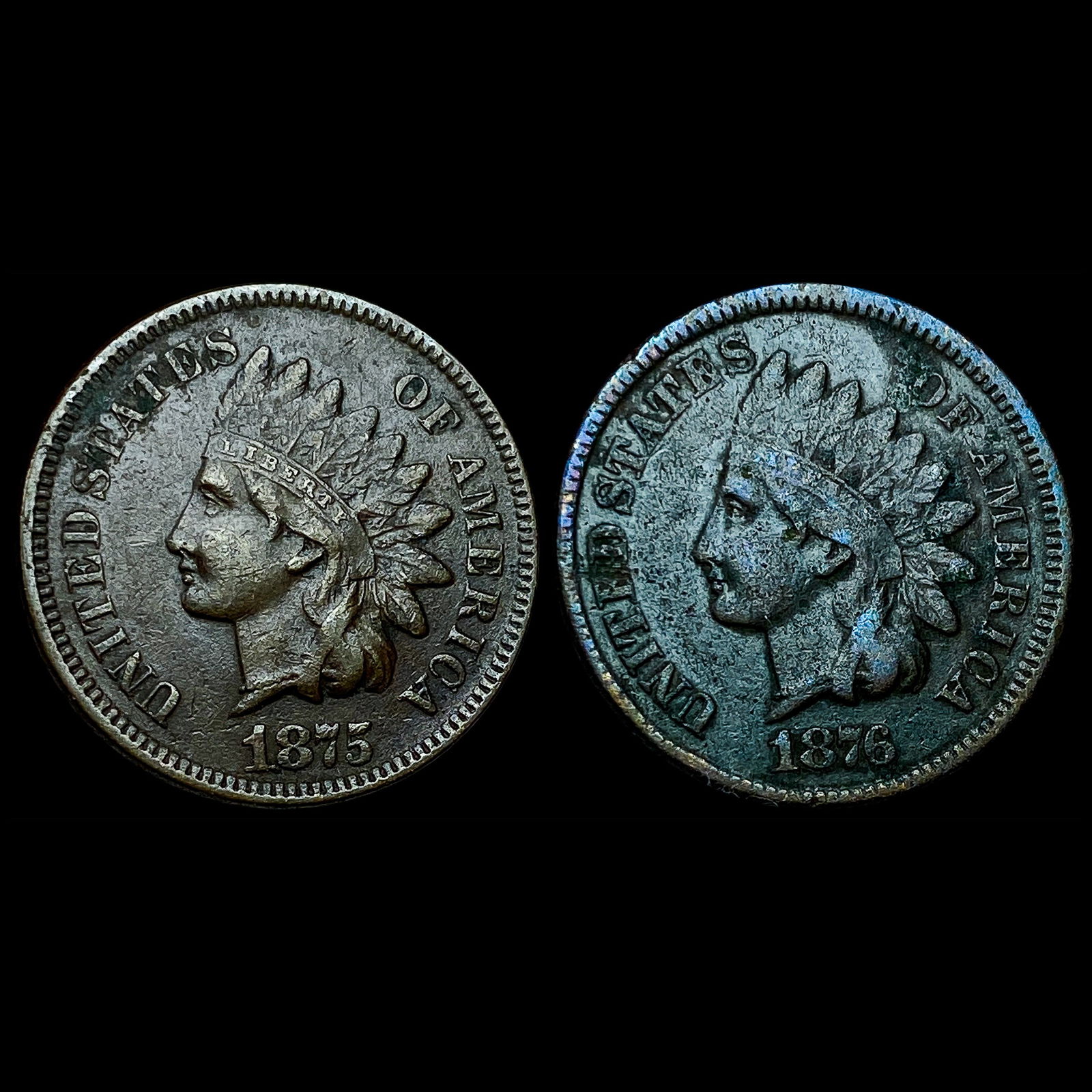 [2 Coins] 1873/1876 Indian Head Cent Copper-Nickel HIGH GRADE (1 of 2)