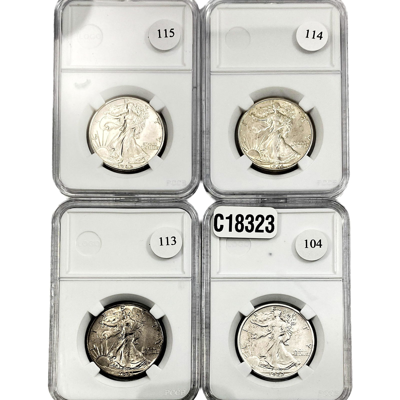 [4 Coins] 1920-1942 Walking Liberty Half Dollar: [4 Coins] 1920-1942 Walking Liberty Half Dollar