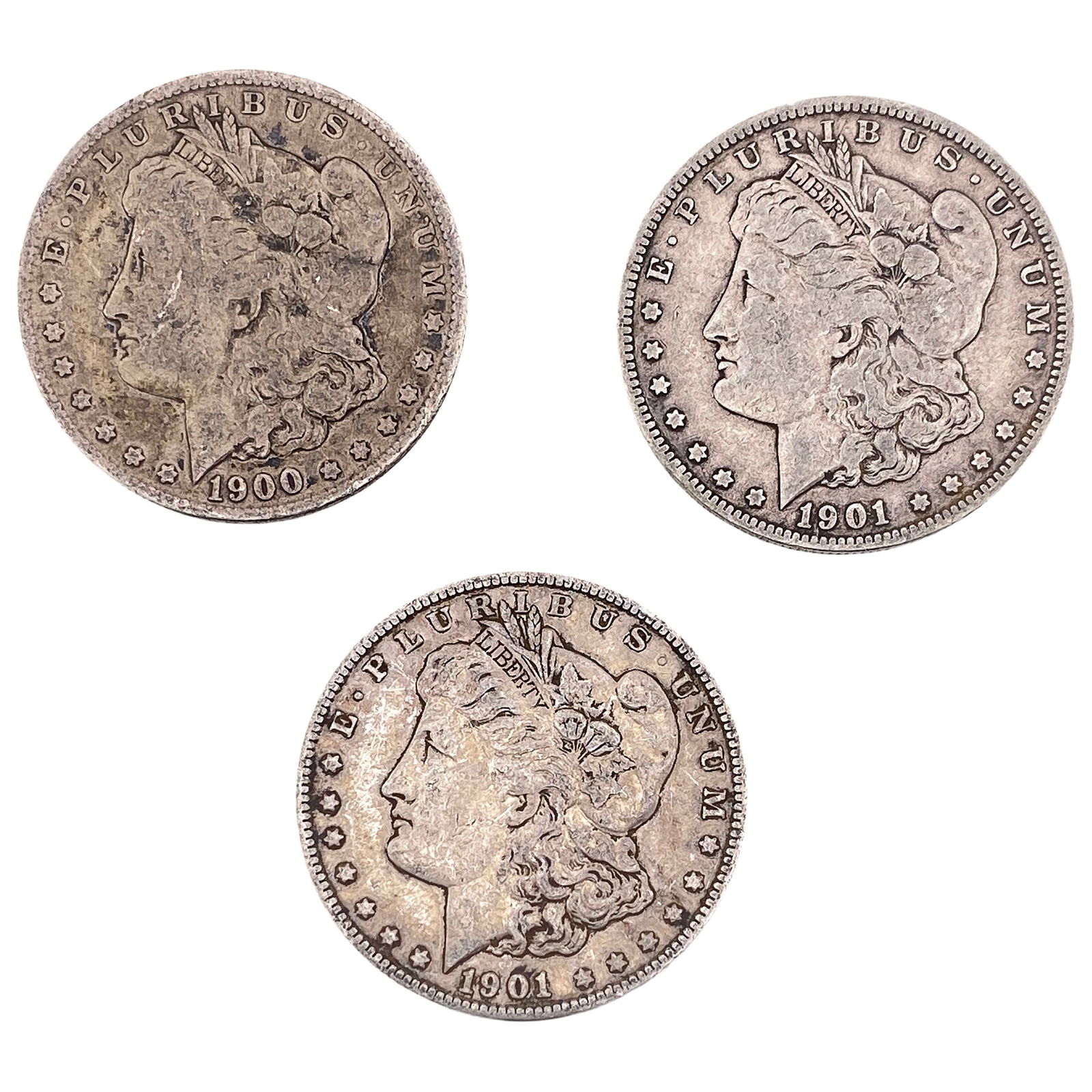 [3 Coins] 1900-1901 Morgan Silver Dollar: [3 Coins] 1900-1901 Morgan Silver Dollar