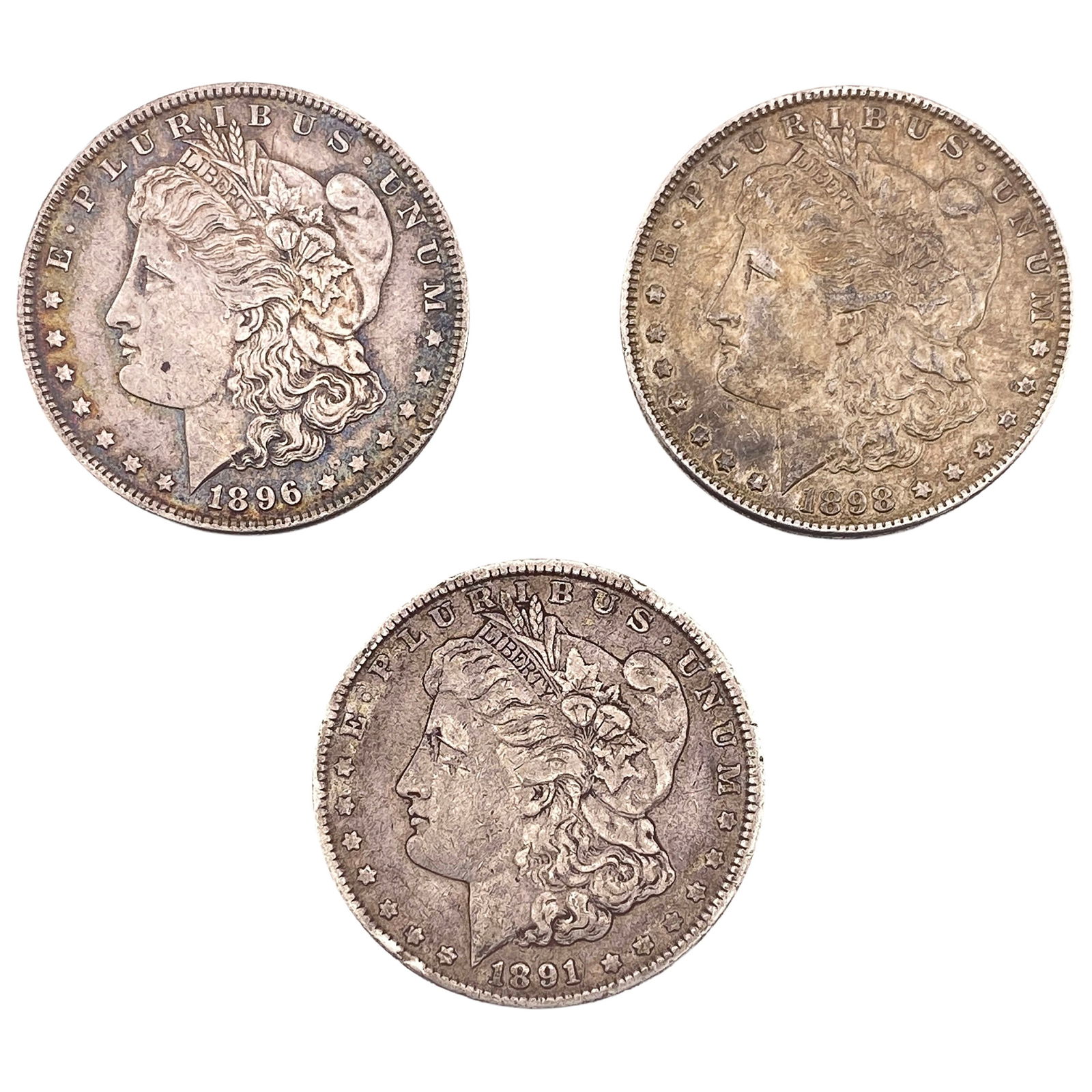 [3 Coins] 1894-1898 Morgan Silver Dollar: [3 Coins] 1894-1898 Morgan Silver Dollar