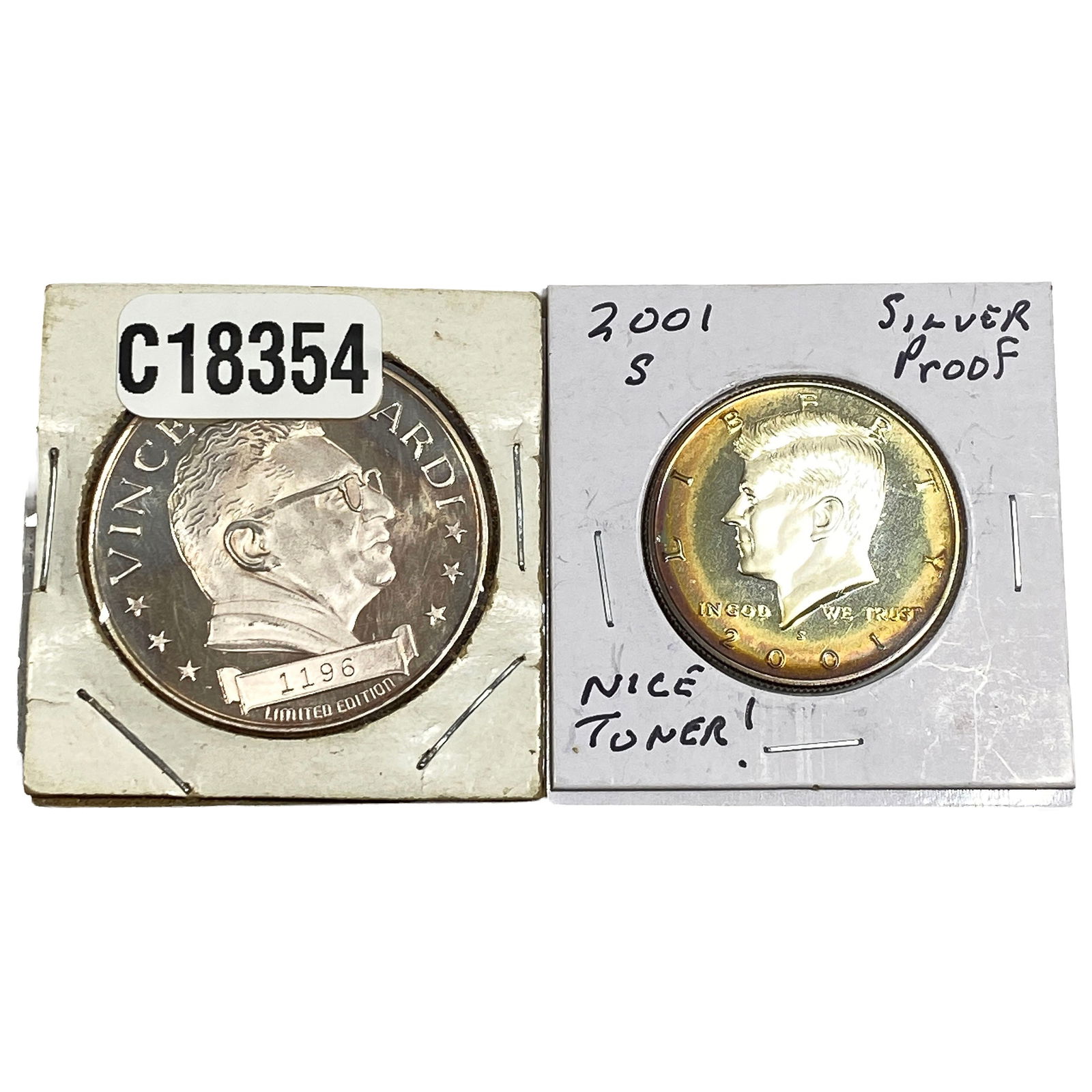 [2 Coins] 1971-2001 PF 50C Kenn. & Lombardi Coin: [2 Coins] 1971-2001 PF 50C Kenn. & Lombardi Coin