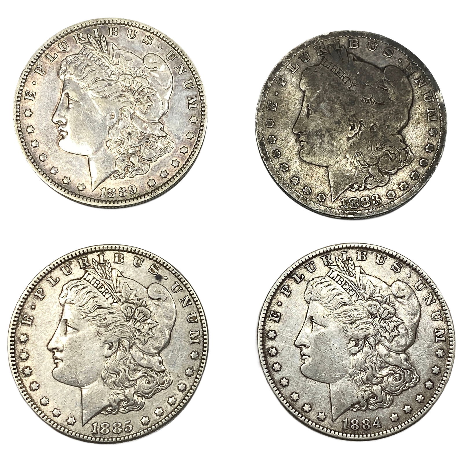 [4 Coins] 1883-1889 Morgan Silver Dollar: [4 Coins] 1883-1889 Morgan Silver Dollar